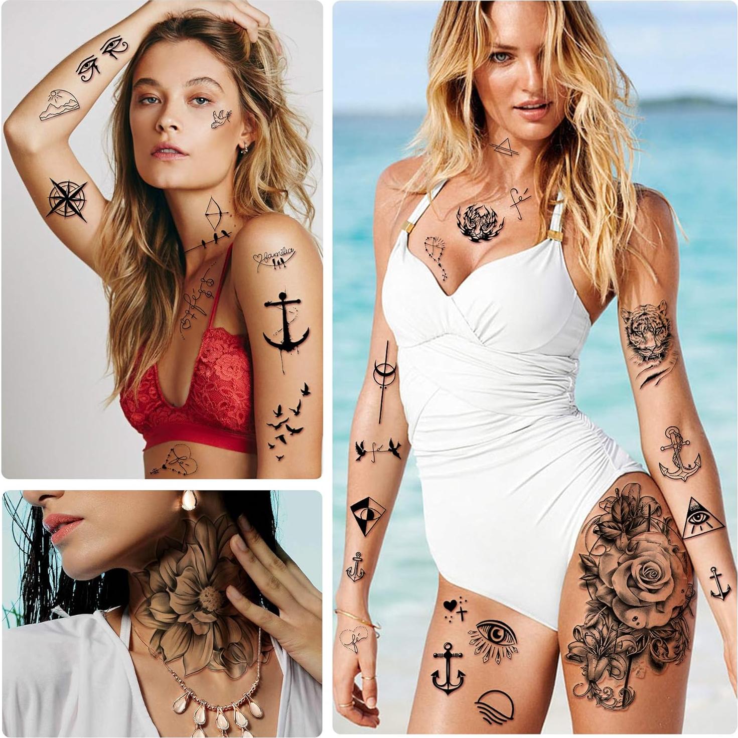 Tatuajes Temporales Impermeables Yazhiji - 40 Hojas Flores y Mariposas