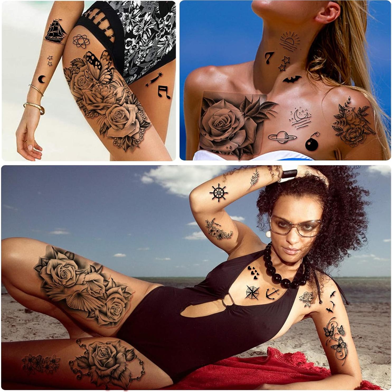 Tatuajes Temporales Impermeables Yazhiji - 40 Hojas Flores y Mariposas