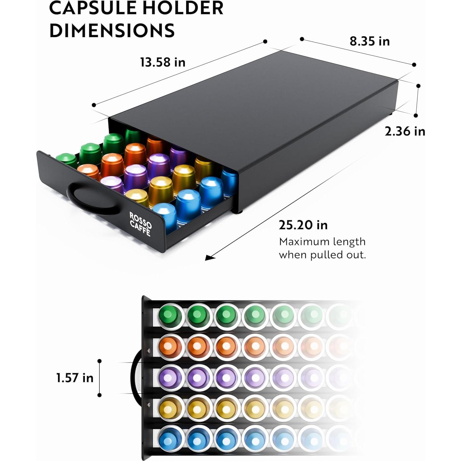 Organizador de Cajón para Cápsulas de Café ROSSO CAFÉ 45 Unidades