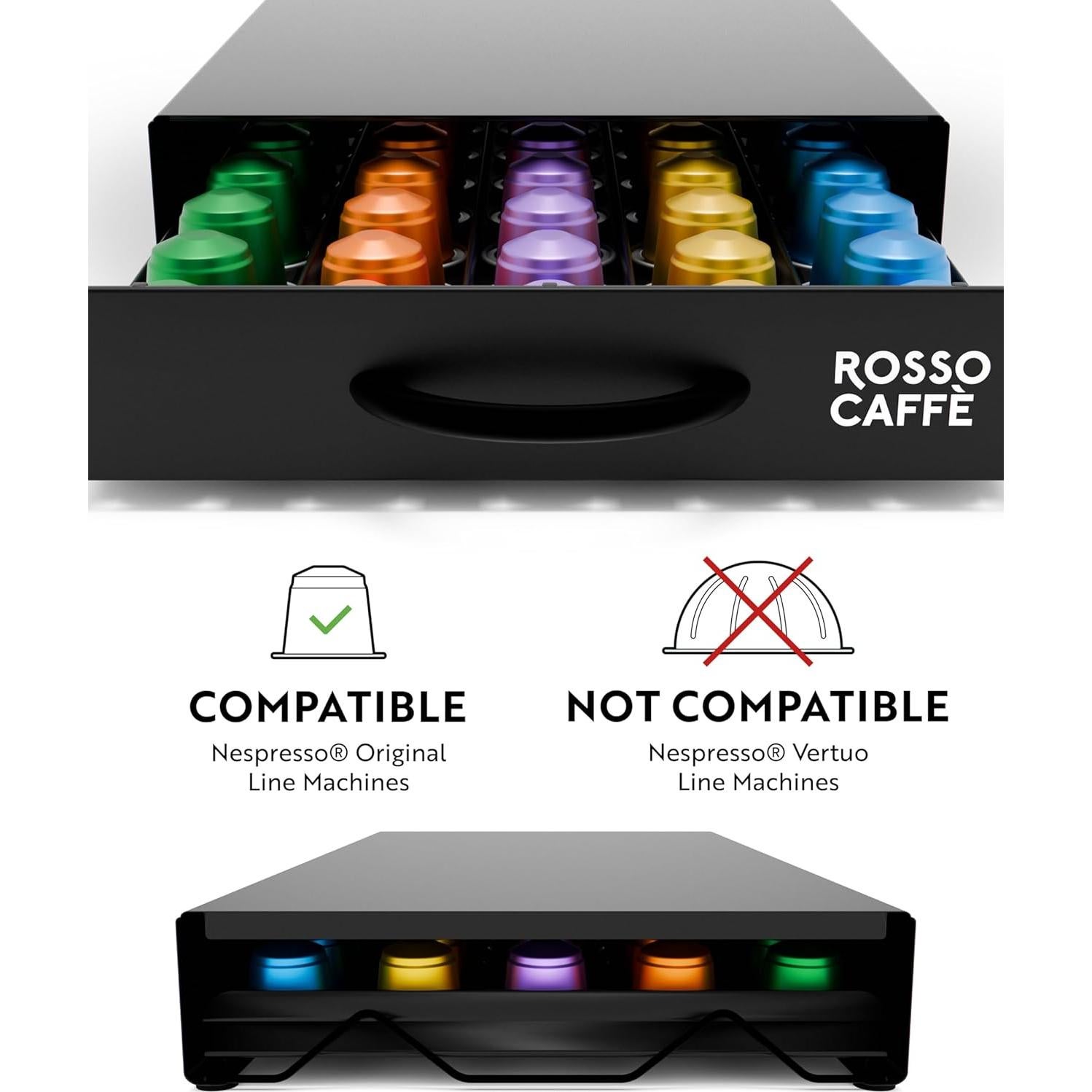 Organizador de Cajón para Cápsulas de Café ROSSO CAFÉ 45 Unidades