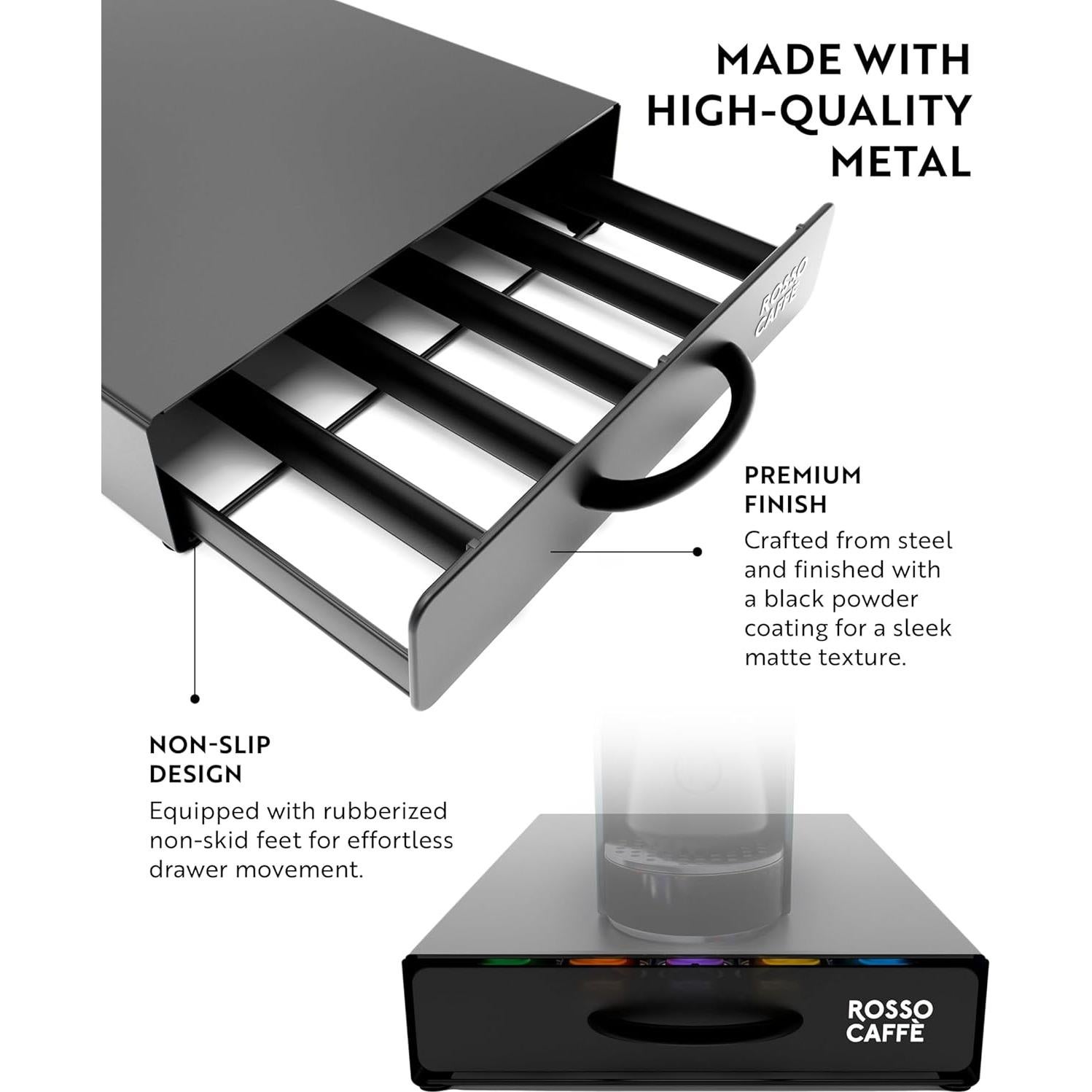 Organizador de Cajón para Cápsulas de Café ROSSO CAFÉ 45 Unidades