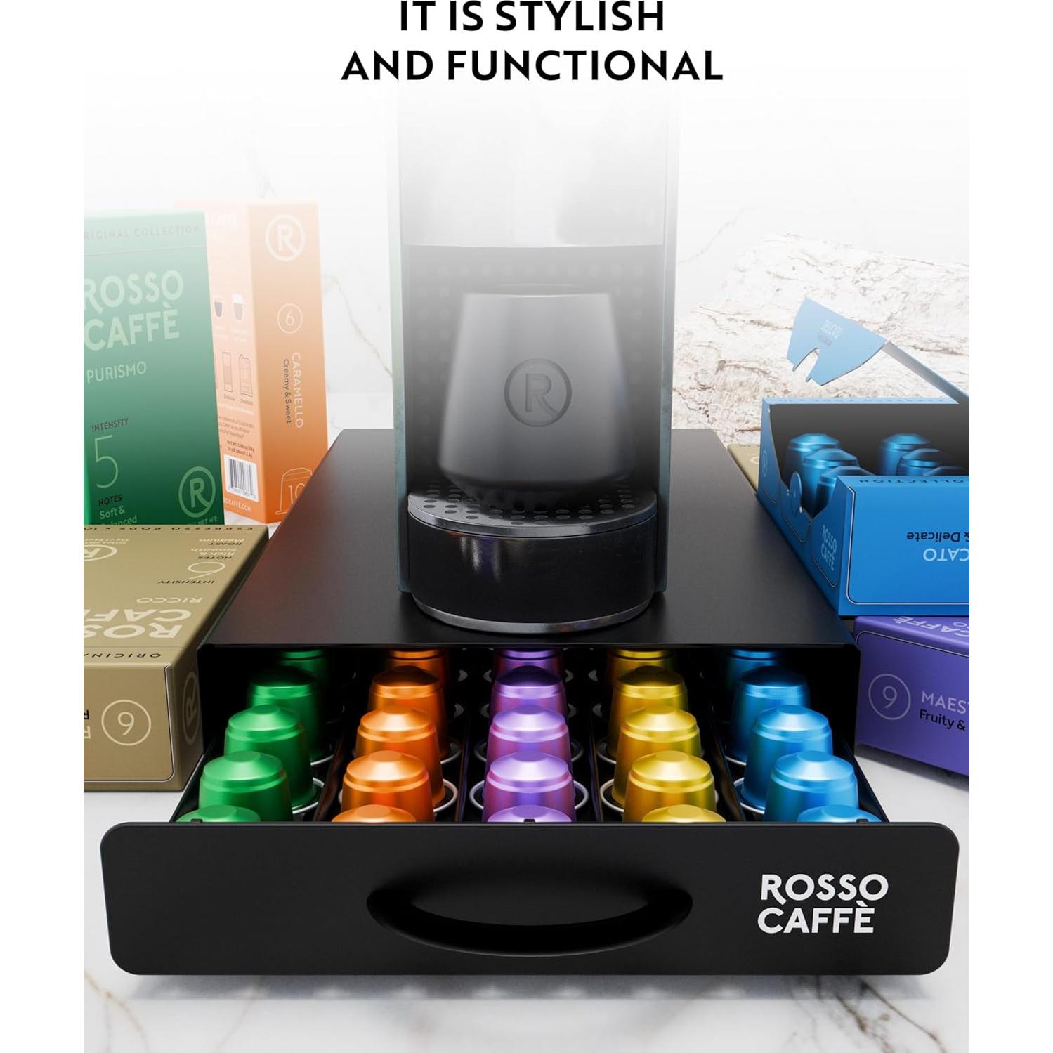 Organizador de Cajón para Cápsulas de Café ROSSO CAFÉ 45 Unidades