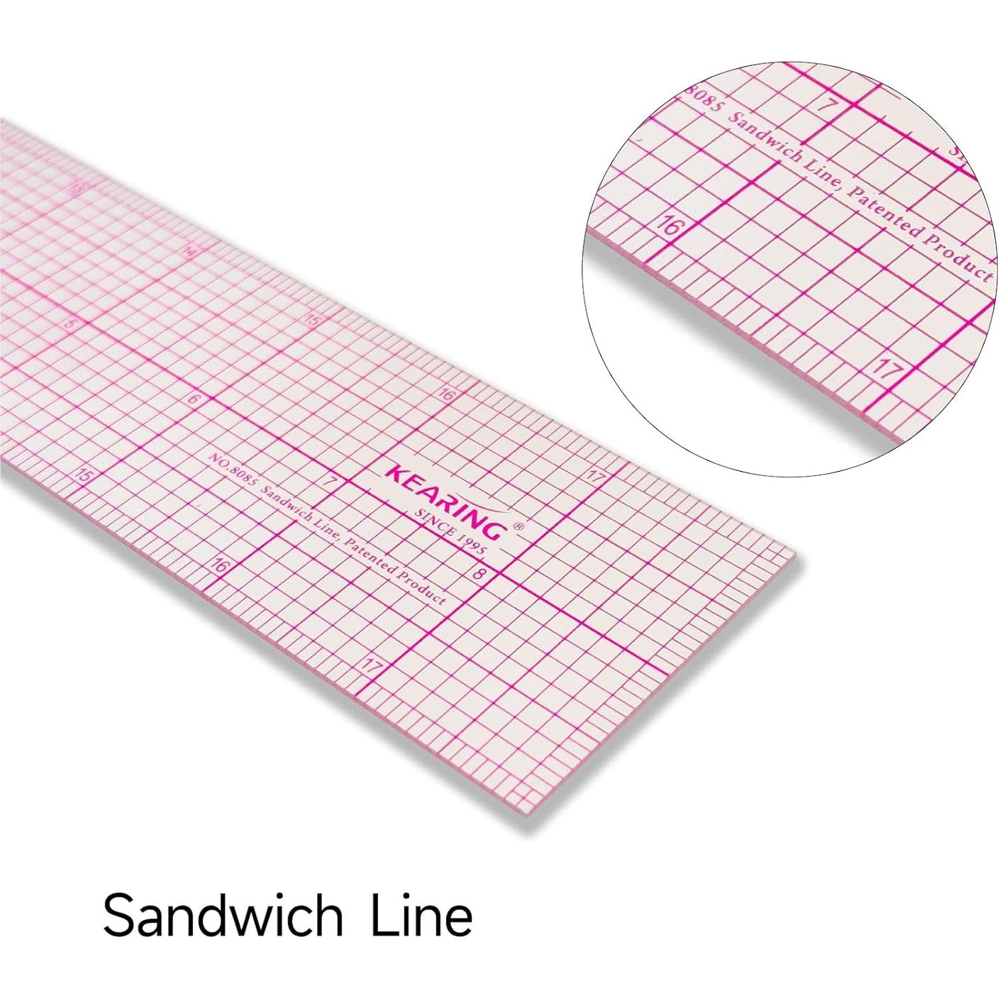 Regla de Costura Transparente KEARING 45.72 x 5.08 cm