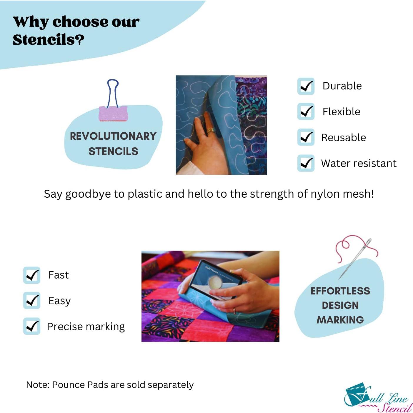 Plantilla de Línea Completa Hojas Meandering Hancy 17.78x22.86 cm