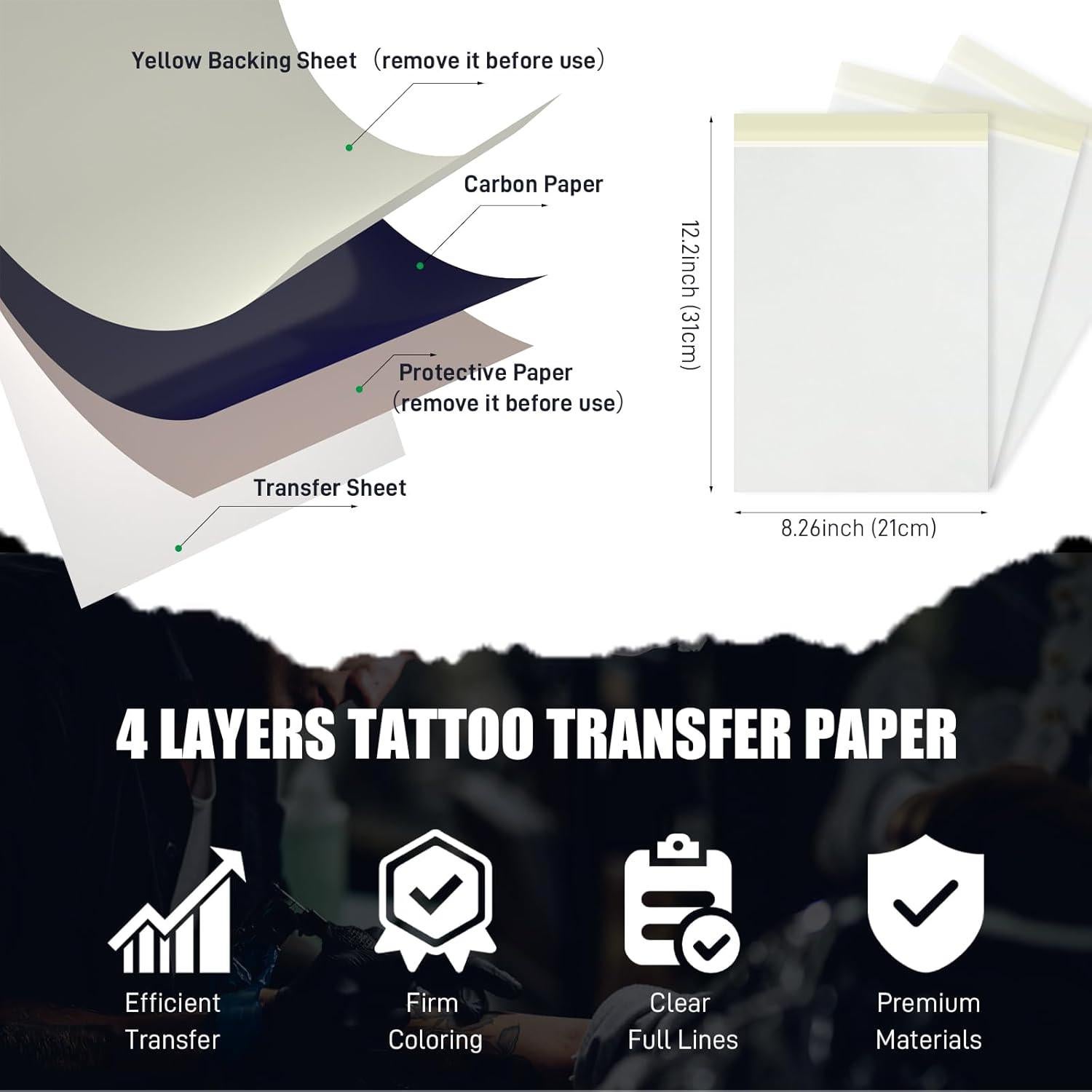 Papel de Transferencia para Tatuajes YILONG - 100 Hojas A4