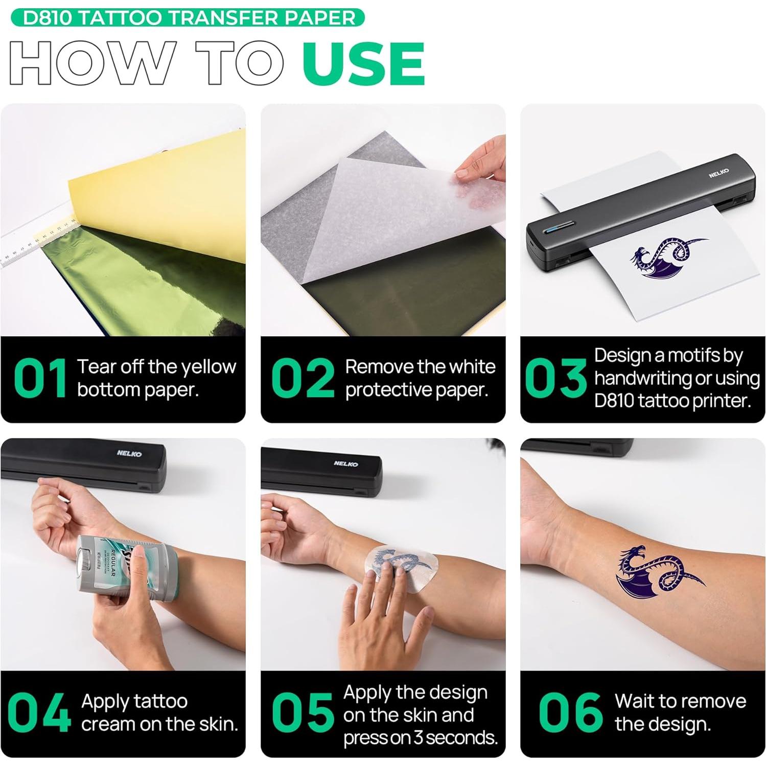 Papel de Transferencia de Tatuaje Nelko A4, 100 Hojas