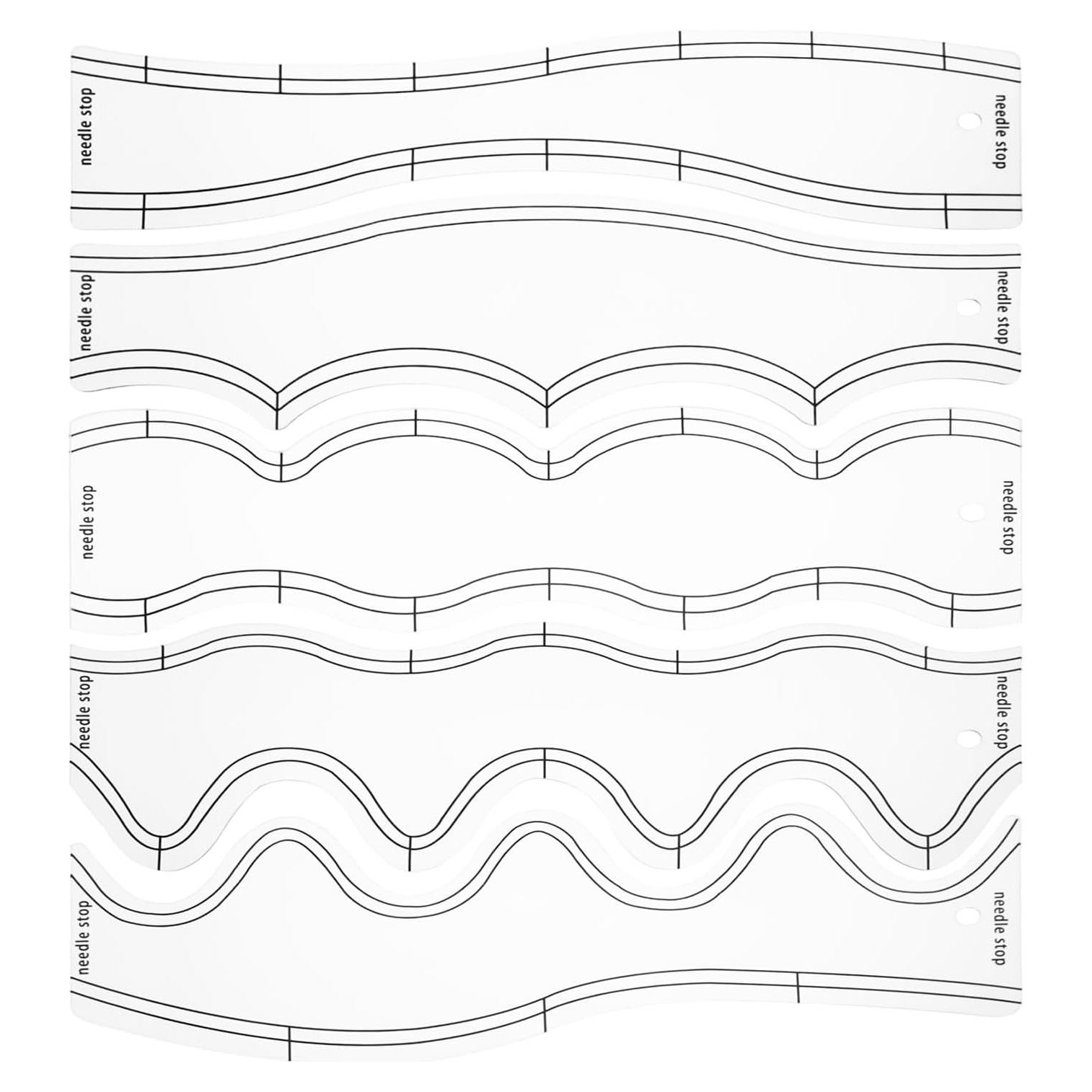 5 Plantillas de Acrílico para Corte de Acolchado y Costura