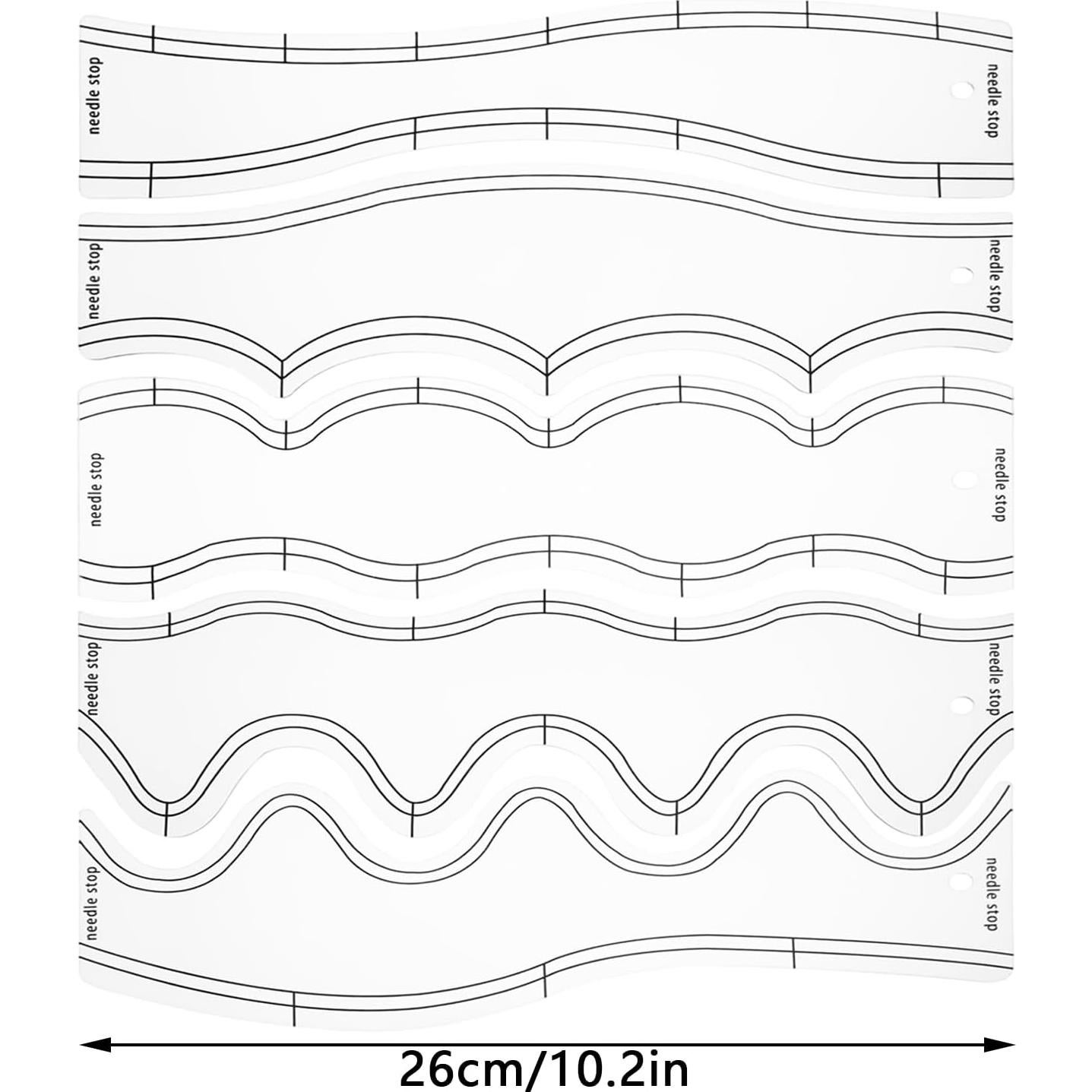 5 Plantillas de Acrílico para Corte de Acolchado y Costura