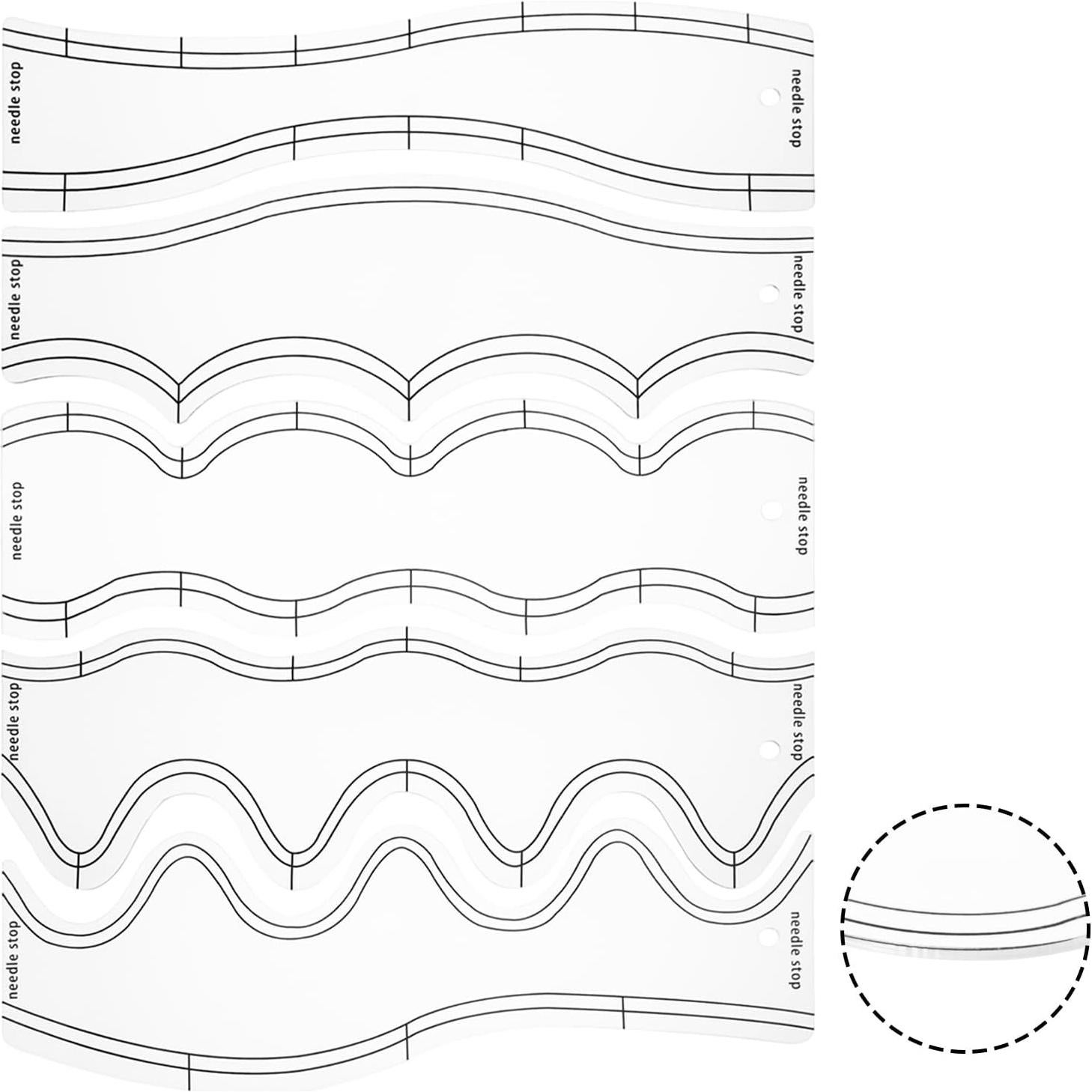 5 Plantillas de Acrílico para Corte de Acolchado y Costura