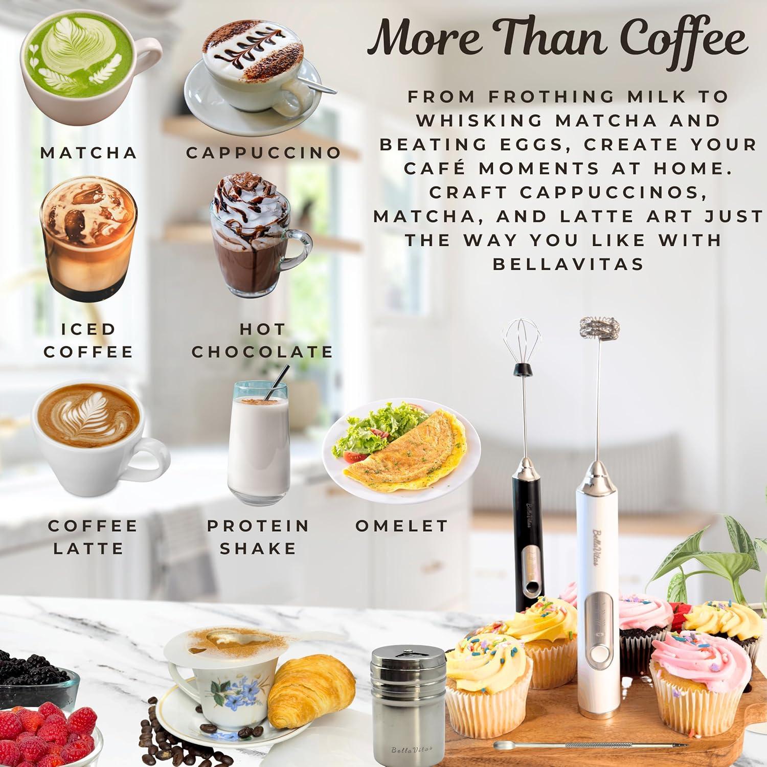 Espumador de Leche Recargable BellaVitas Negro 3 Velocidades