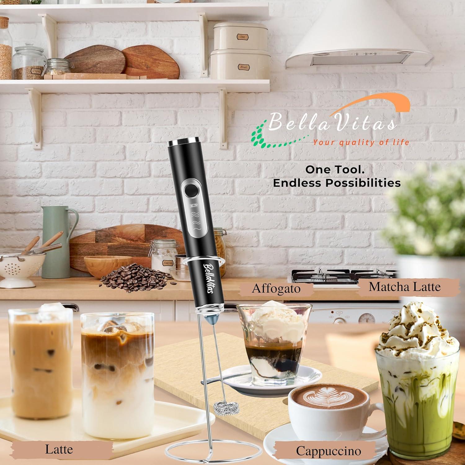 Espumador de Leche Recargable BellaVitas Negro 3 Velocidades