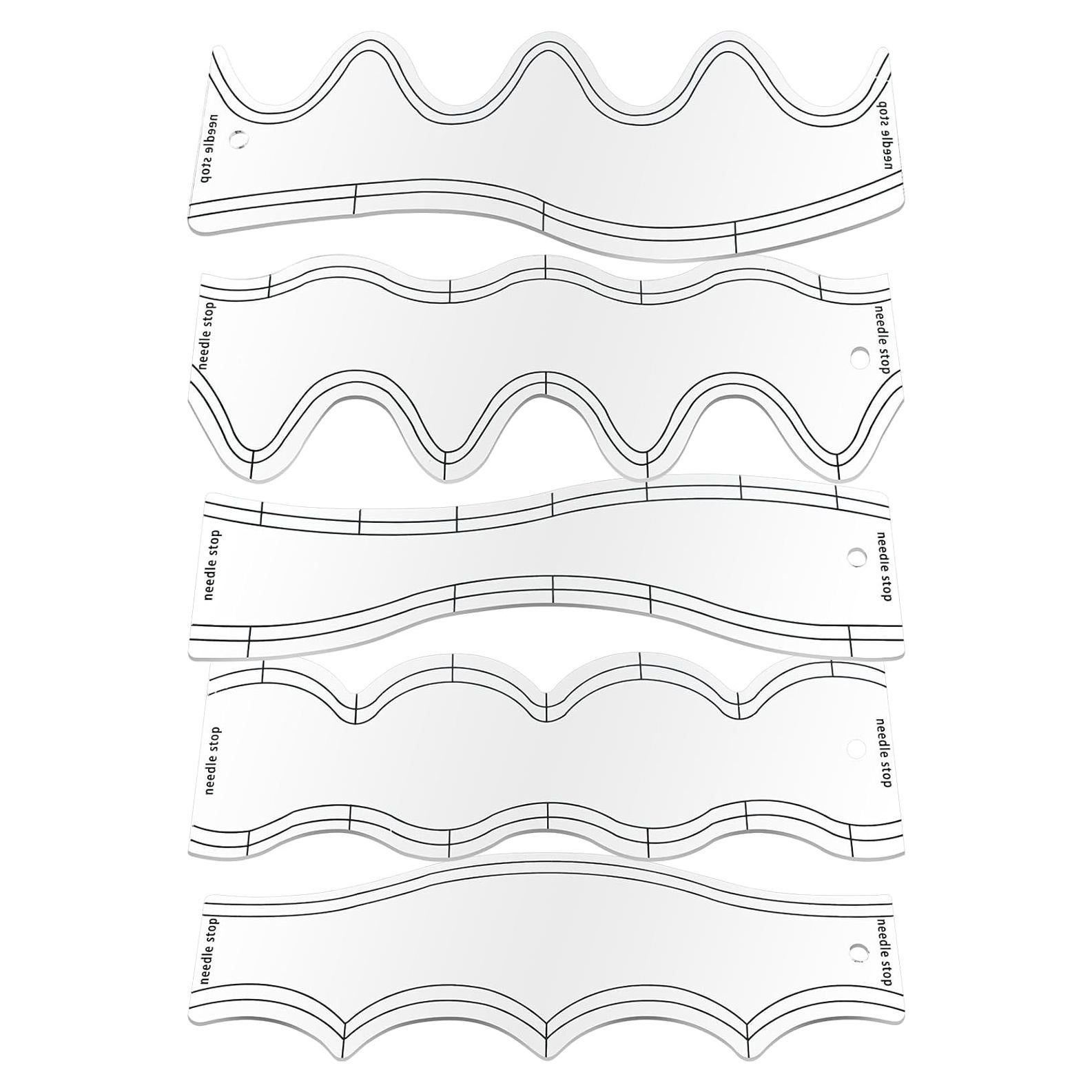 Juego de 5 Reglas y Plantillas de Acolchado Tobeelec 26 cm