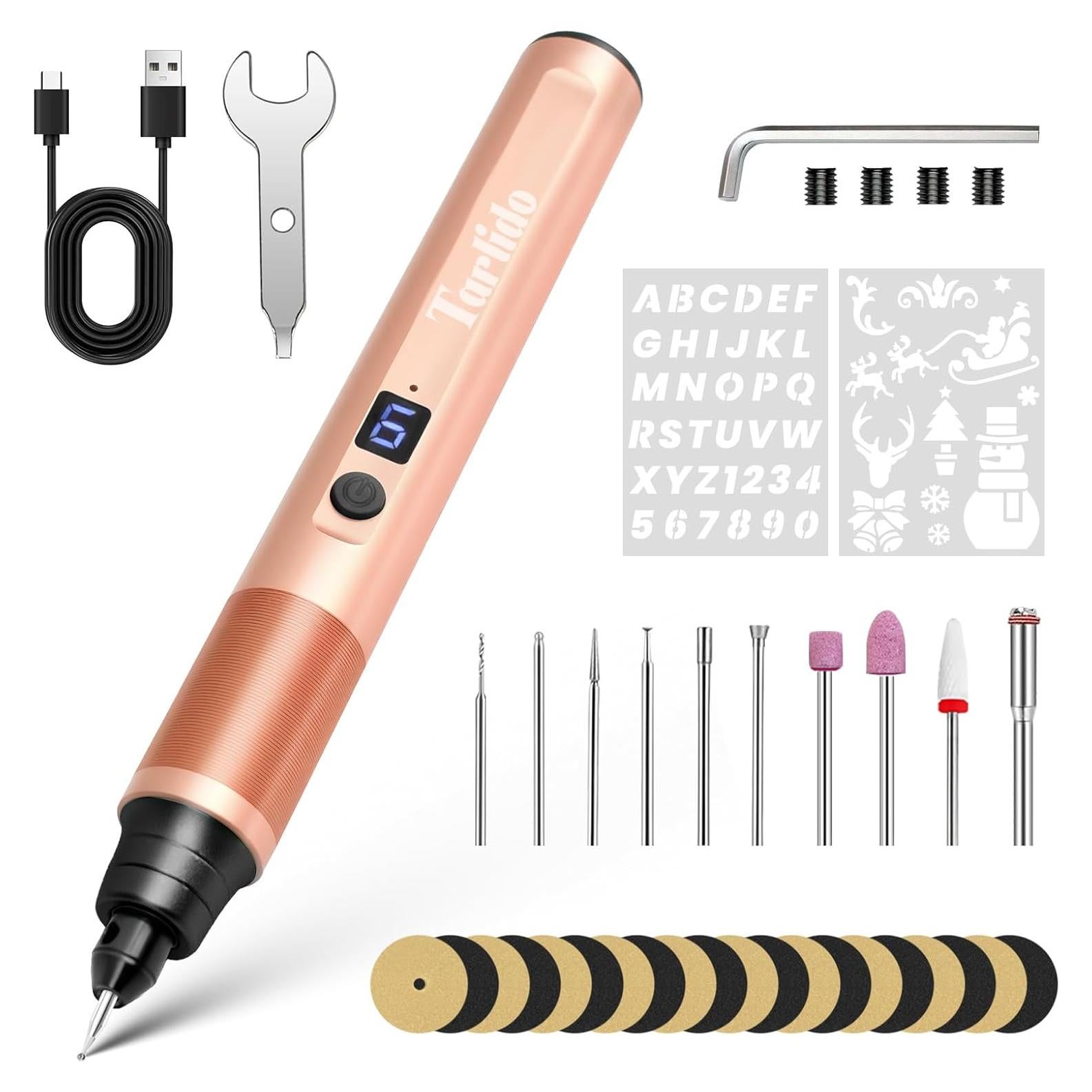 Bolígrafo Eléctrico de Grabado Tarlido Oro Rosa 6 Velocidades
