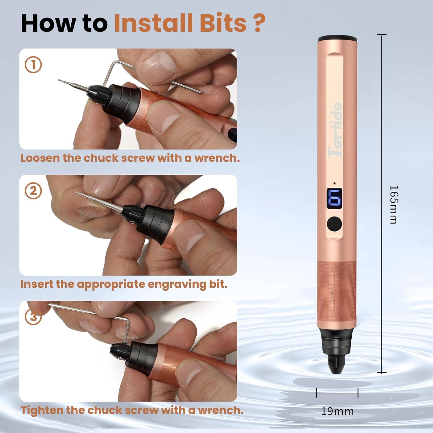 Bolígrafo Eléctrico de Grabado Tarlido Oro Rosa 6 Velocidades