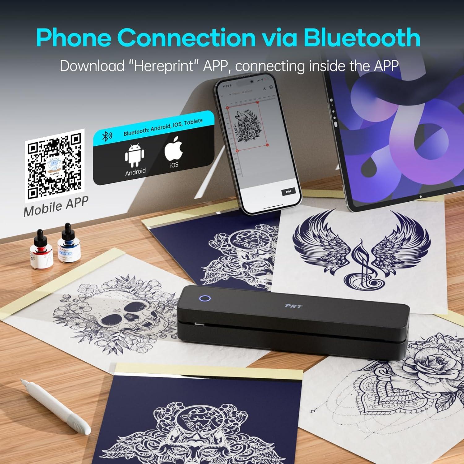 Impresora de Plantillas de Tatuajes Inalámbrica PRT MT660 - 10 Hojas