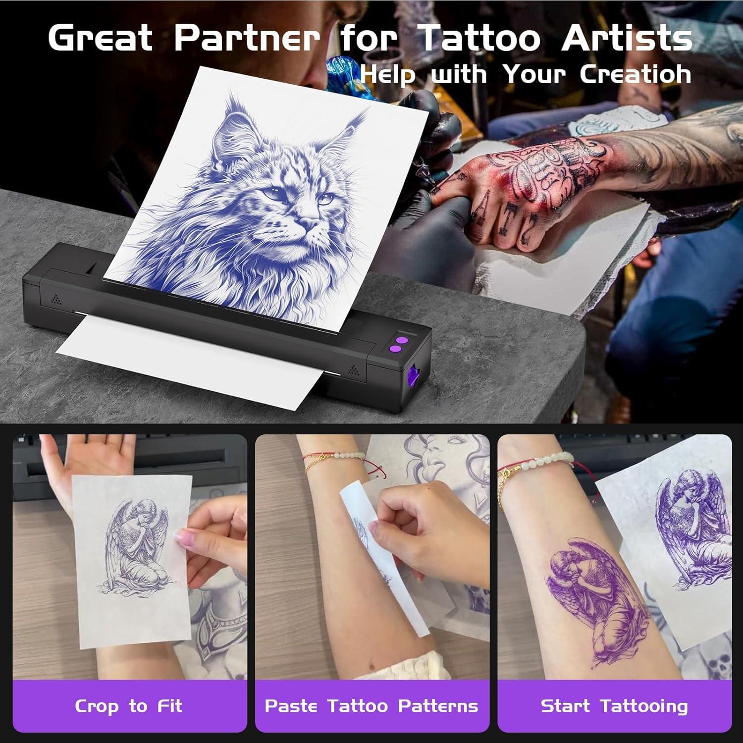 Impresora de Plantillas de Tatuaje Inalámbrica PWRNTGE con 20 Papeles