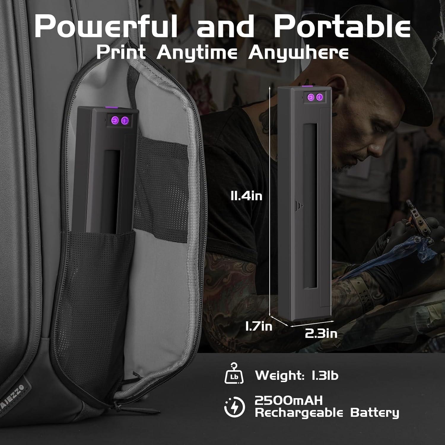 Impresora de Plantillas de Tatuaje Inalámbrica PWRNTGE con 20 Papeles