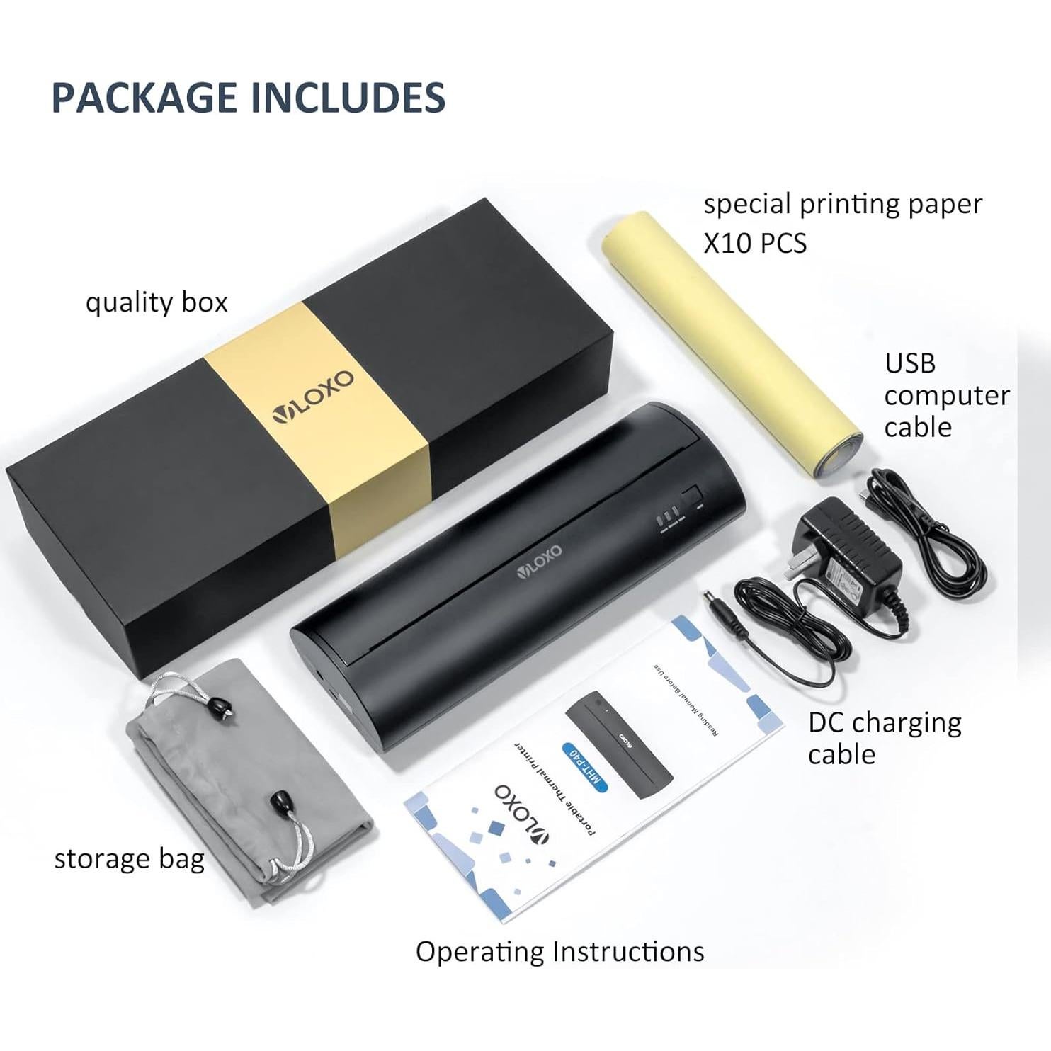 Impresora Térmica Portátil VLOXO P40 Inalámbrica para Tatuajes