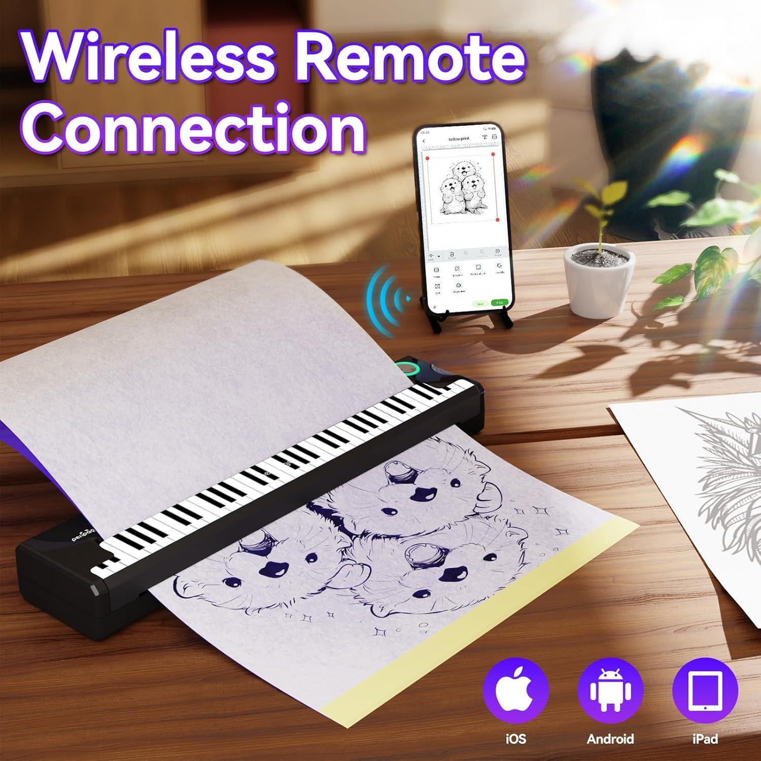 Impresora de Plantillas de Tatuaje Inalámbrica PeriPage P90-Pino