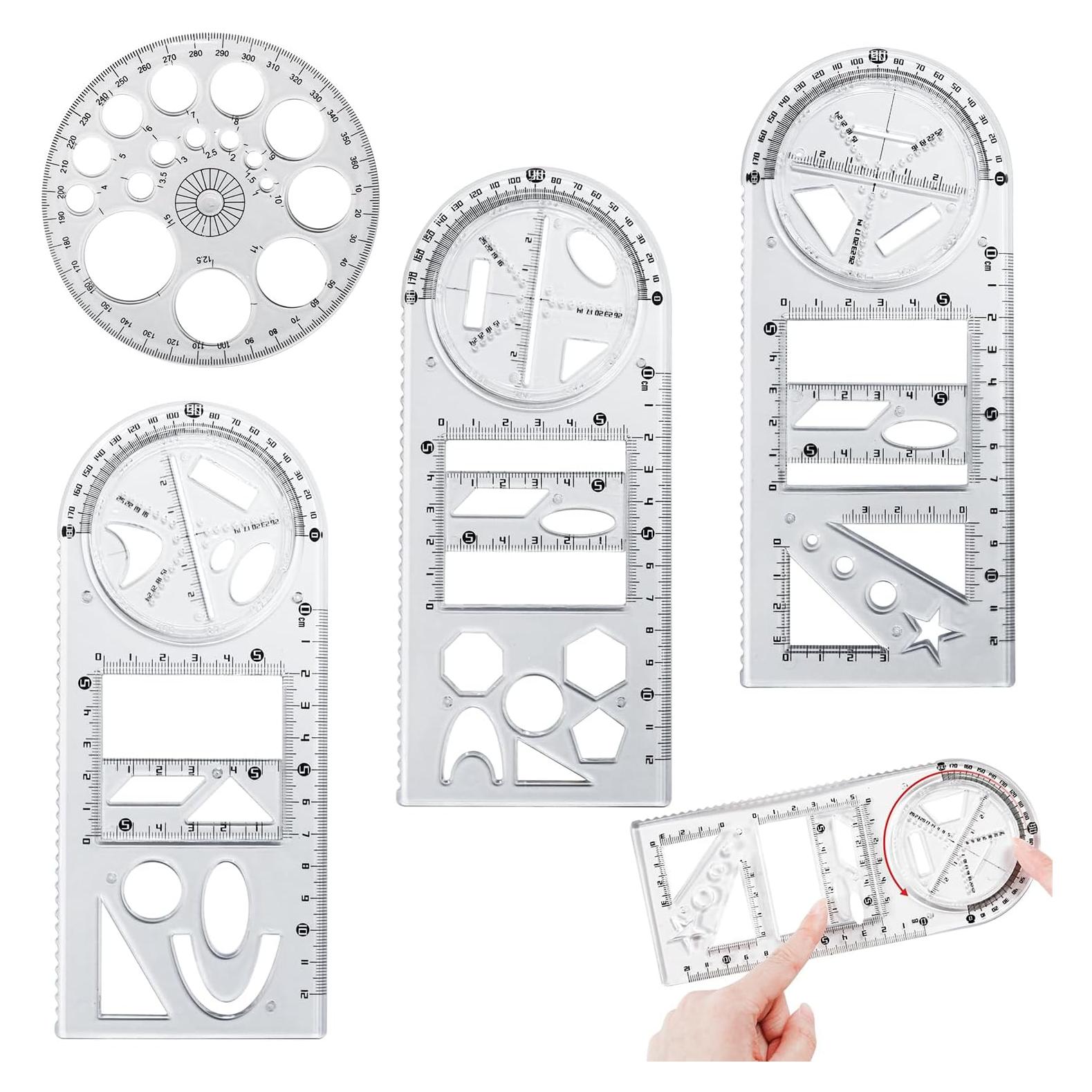 Conjunto de Reglas Geométricas Multifuncionales Bntyok 4 Piezas