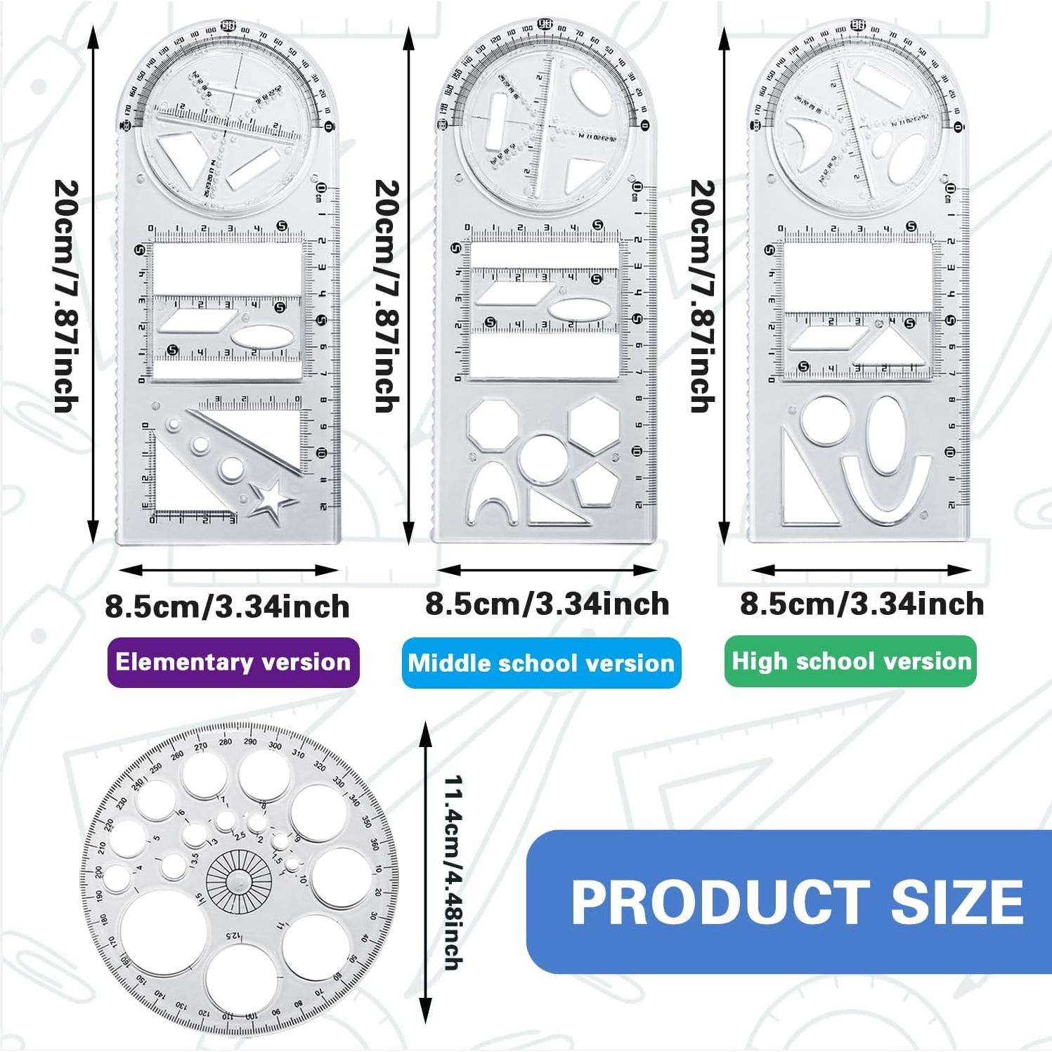 Conjunto de Reglas Geométricas Multifuncionales Bntyok 4 Piezas