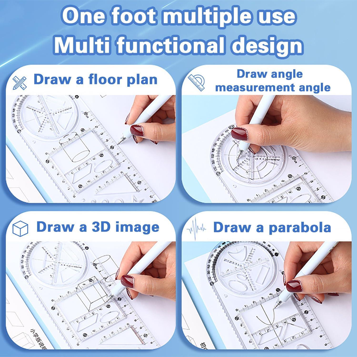 Conjunto de Reglas Geométricas Multifuncionales Bntyok 4 Piezas