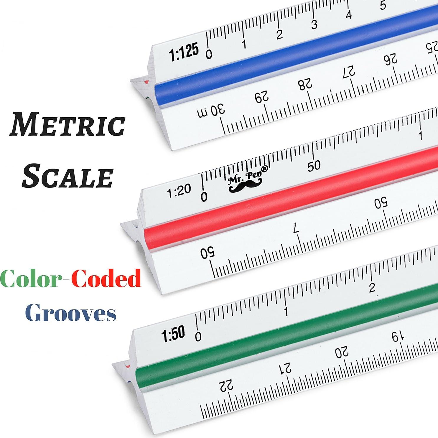 Regla de Escala Triangular de Aluminio Mr. Pen 30 cm