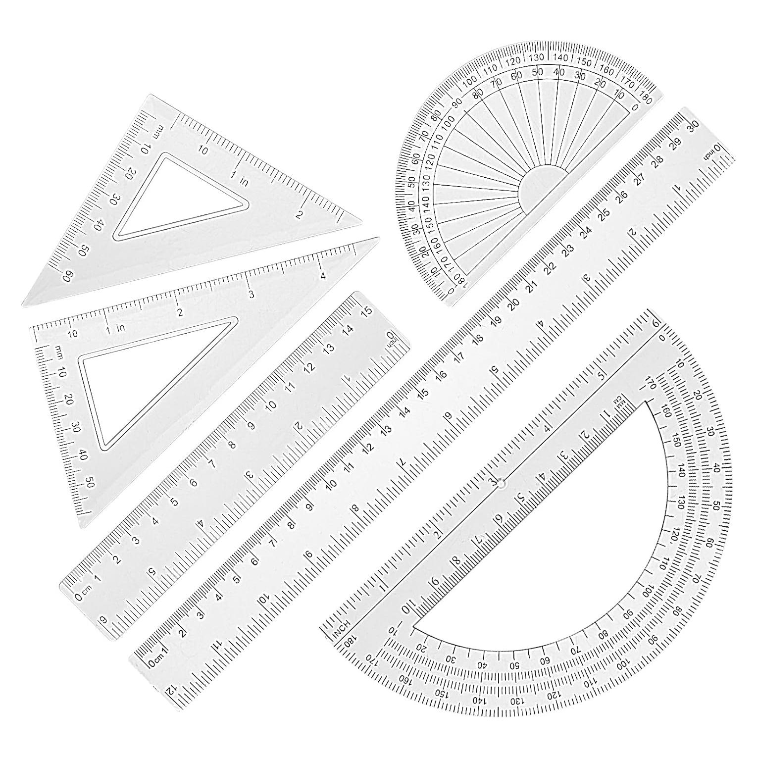 Juego de Reglas Transparentes 6 PCS - Yuomeaz - Medición Precisa