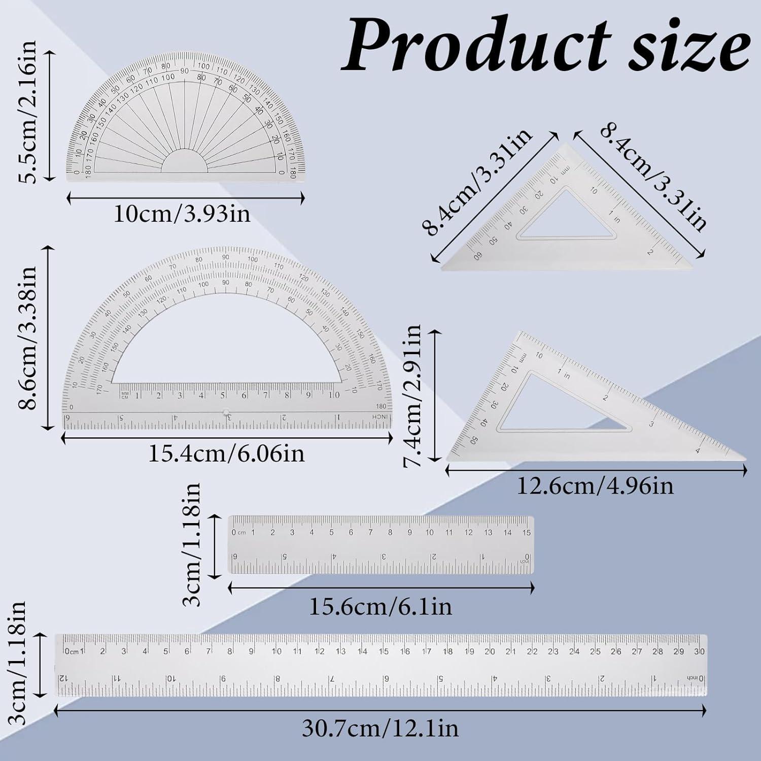 Juego de Reglas Transparentes 6 PCS - Yuomeaz - Medición Precisa