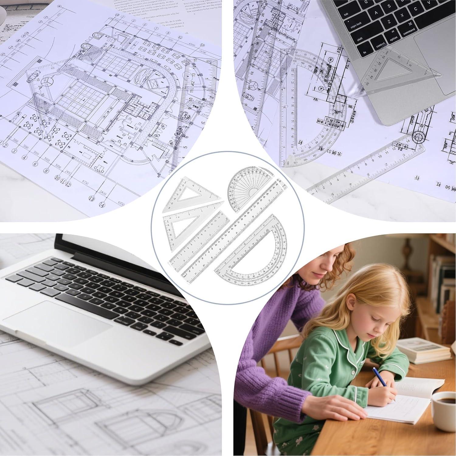 Juego de Reglas Transparentes 6 PCS - Yuomeaz - Medición Precisa