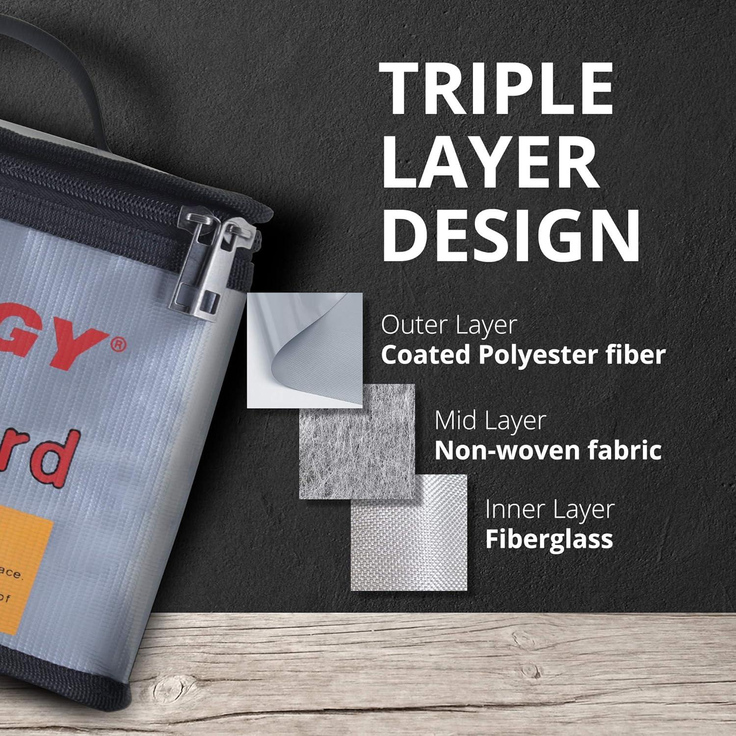 Bolsa Ignífuga Tenergy para Cargar Baterías LiPO 21.5x16.5 cm