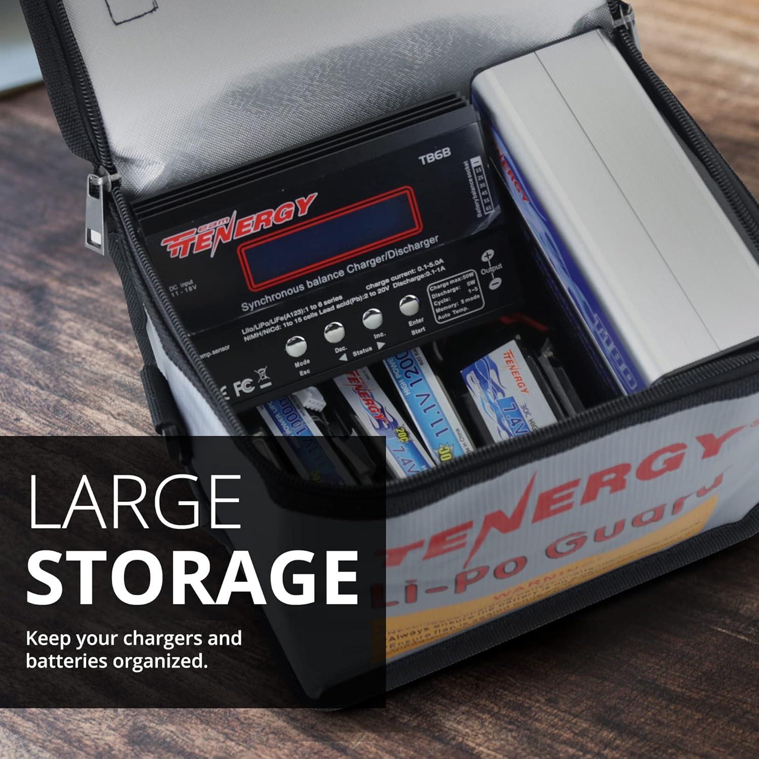 Bolsa Ignífuga Tenergy para Cargar Baterías LiPO 21.5x16.5 cm