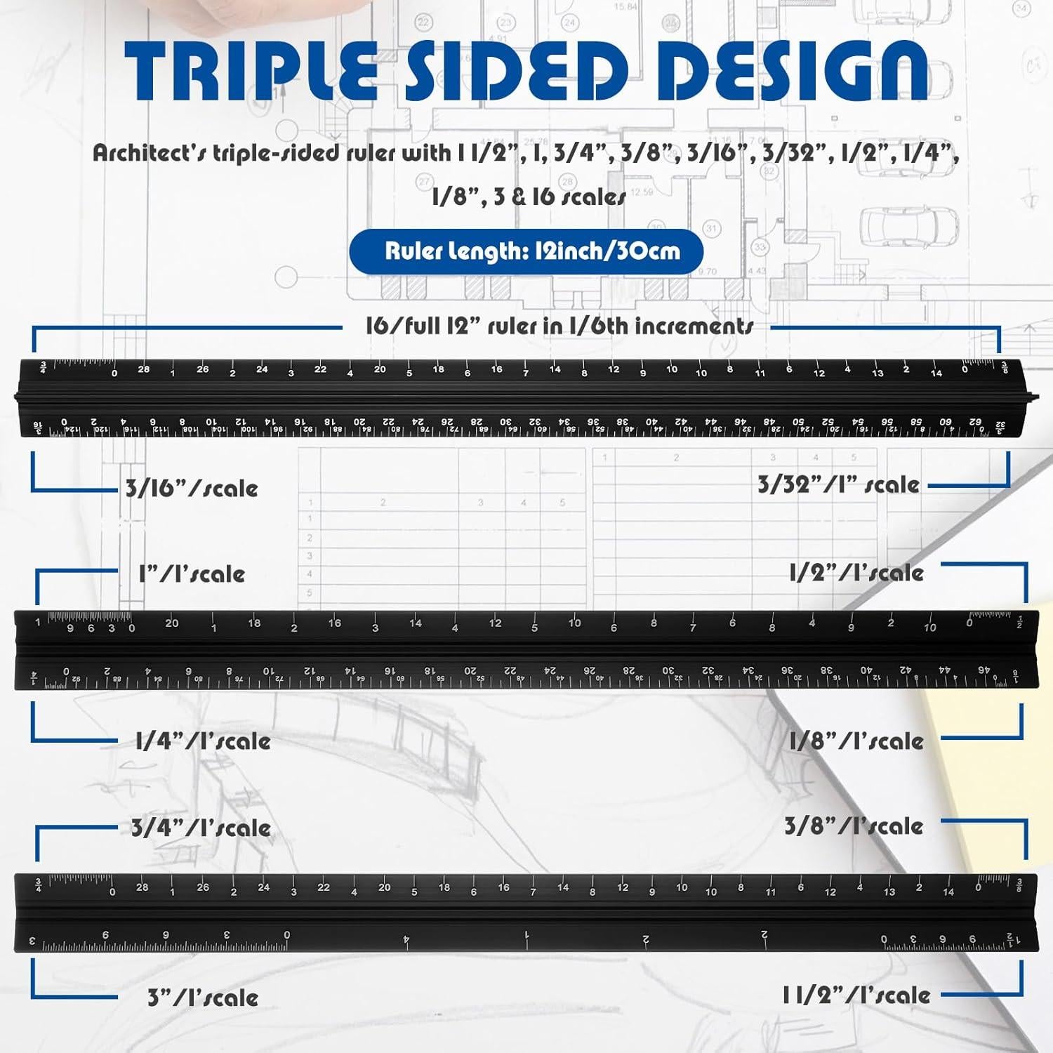 Juego de 10 Reglas Triangulares Macarrie 30.48 cm Aluminio