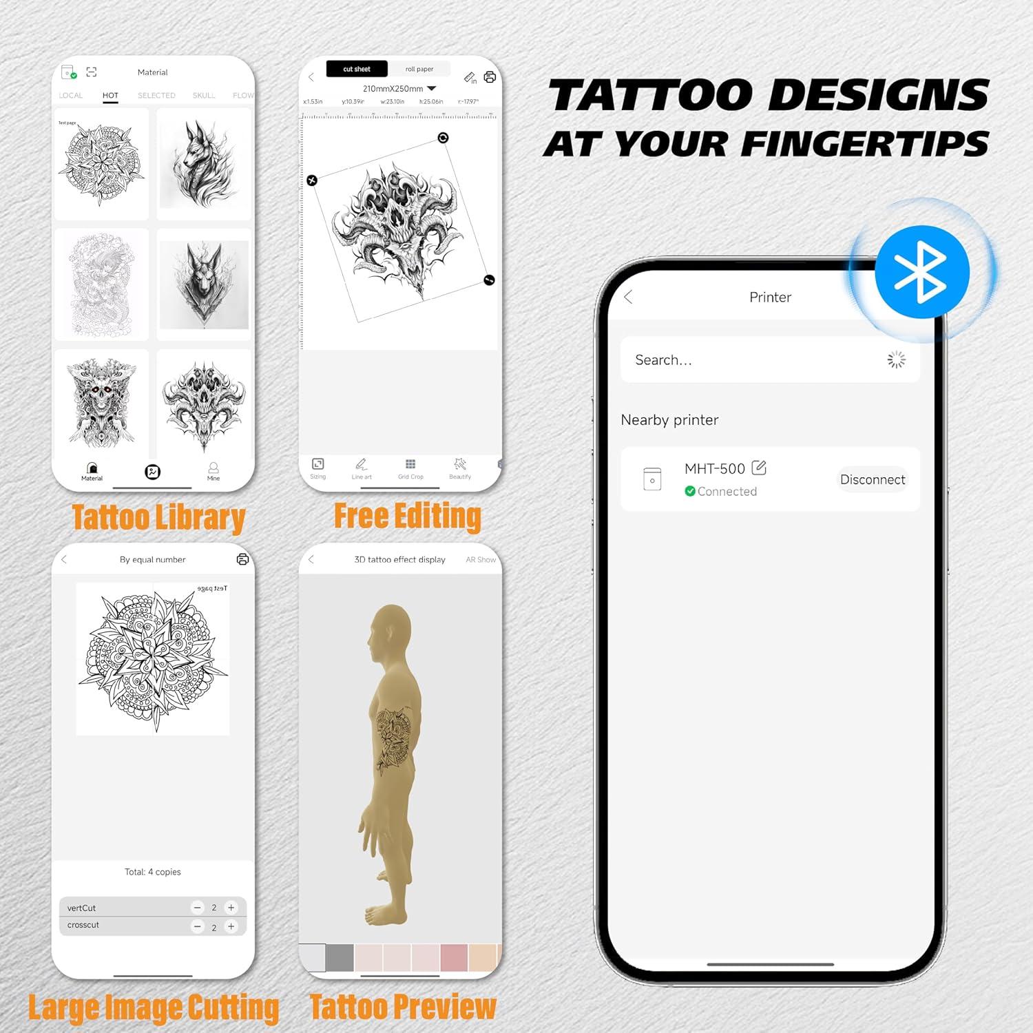 Impresora de Plantillas de Tatuaje Neebol MHT-500 Inalámbrica