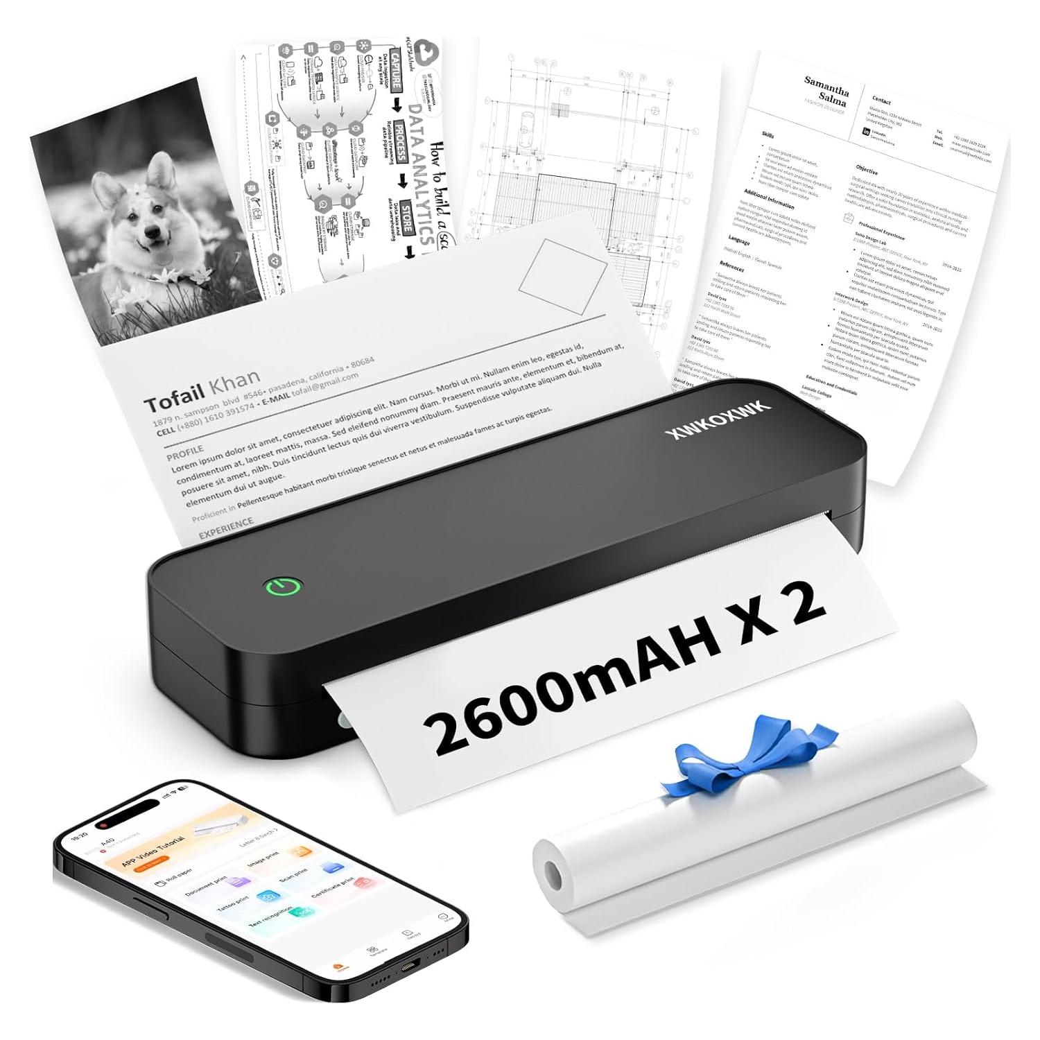 Impresora Térmica Mini Inalámbrica XWKOXWK C80 para Viajes