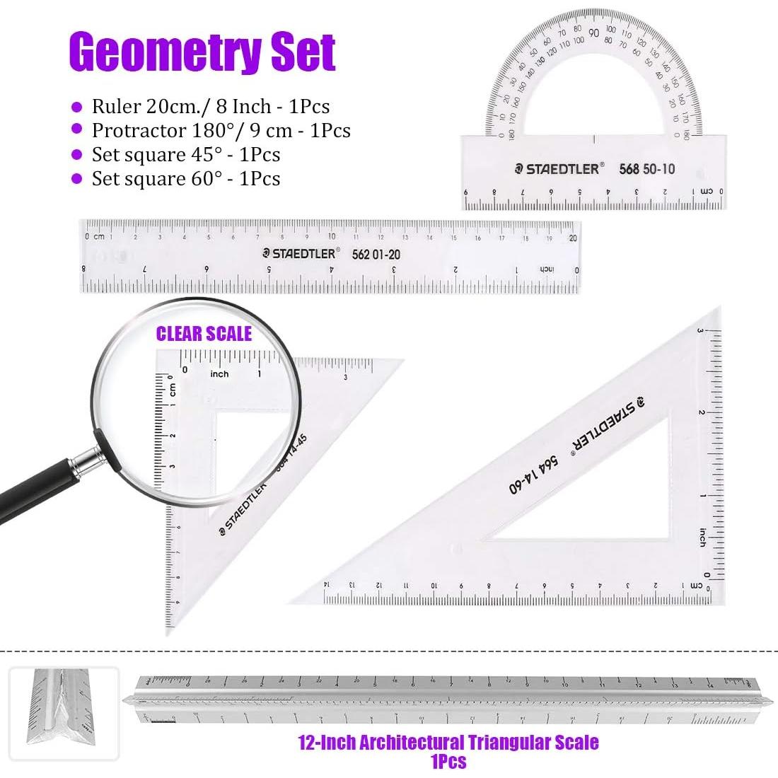 Kit de Plantillas Geométricas Swpeet 12Pcs con Lápices y Reglas