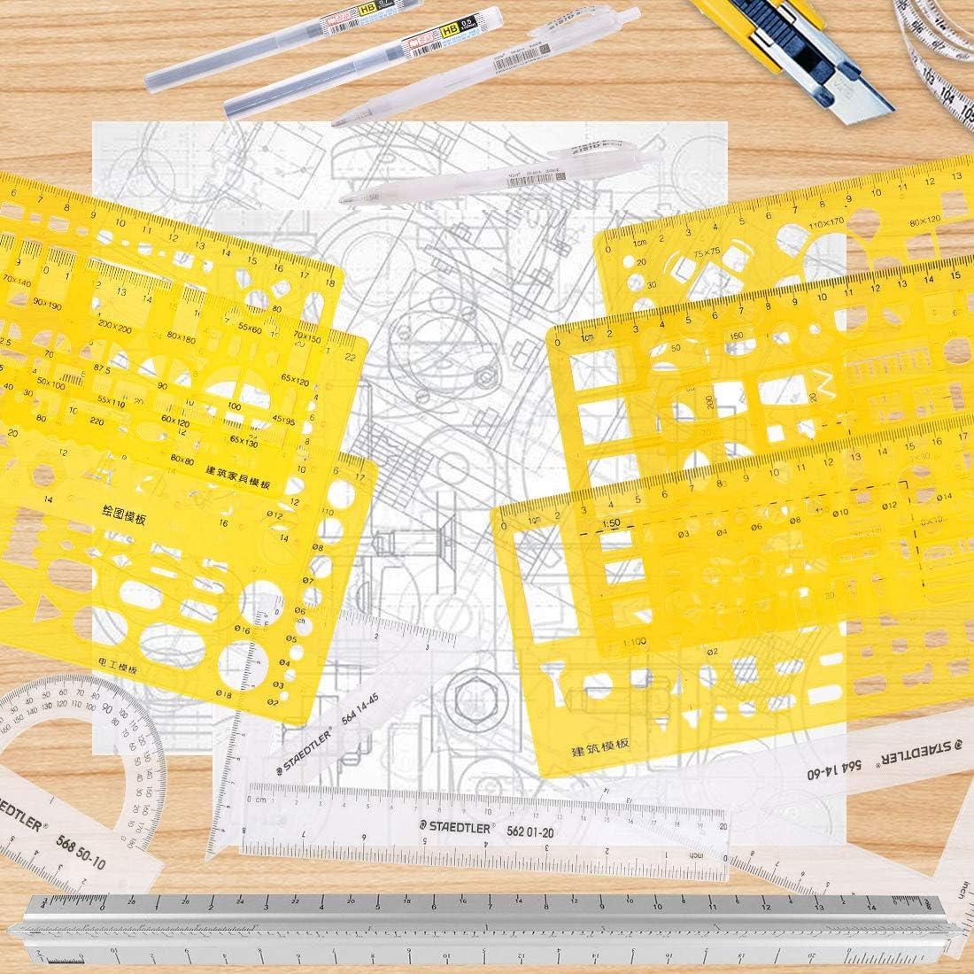 Kit de Plantillas Geométricas Swpeet 12Pcs con Lápices y Reglas