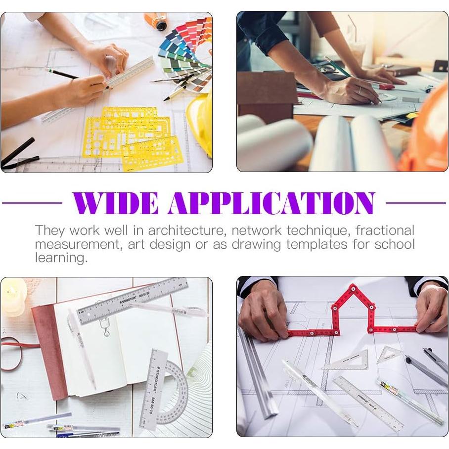 Kit de Plantillas Geométricas Swpeet 12Pcs con Lápices y Reglas