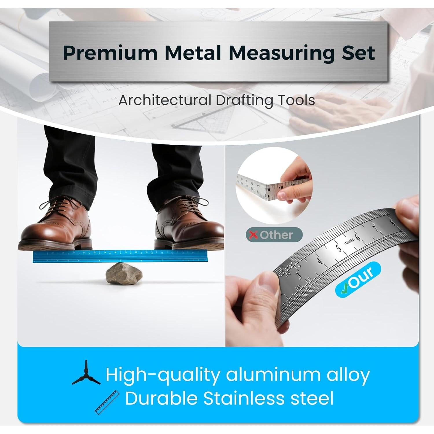 Regla de Escala Arquitectónica THLHKD 30.48 cm Aluminio Azul