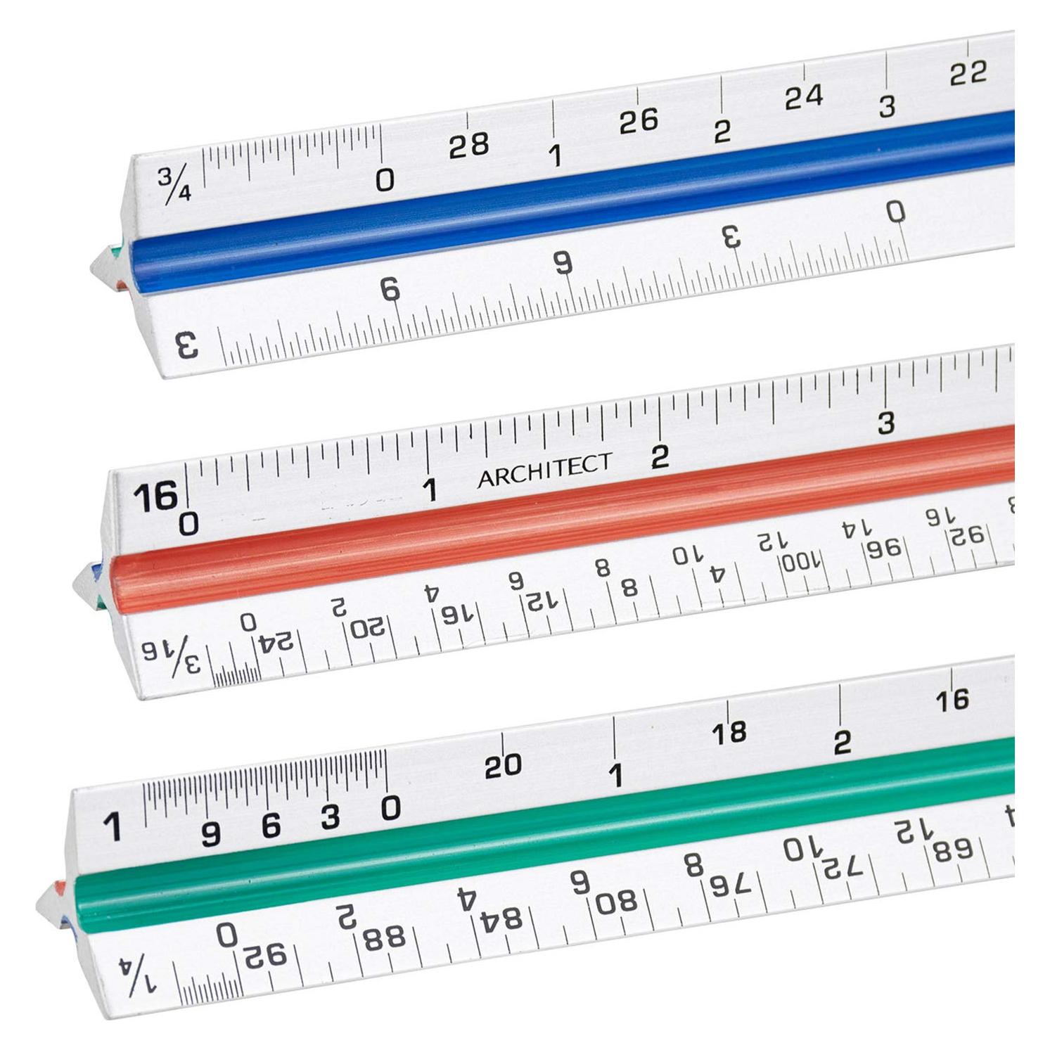 Paquete de 3 Reglas Triangulares Nicunom de Aluminio 30.48 cm