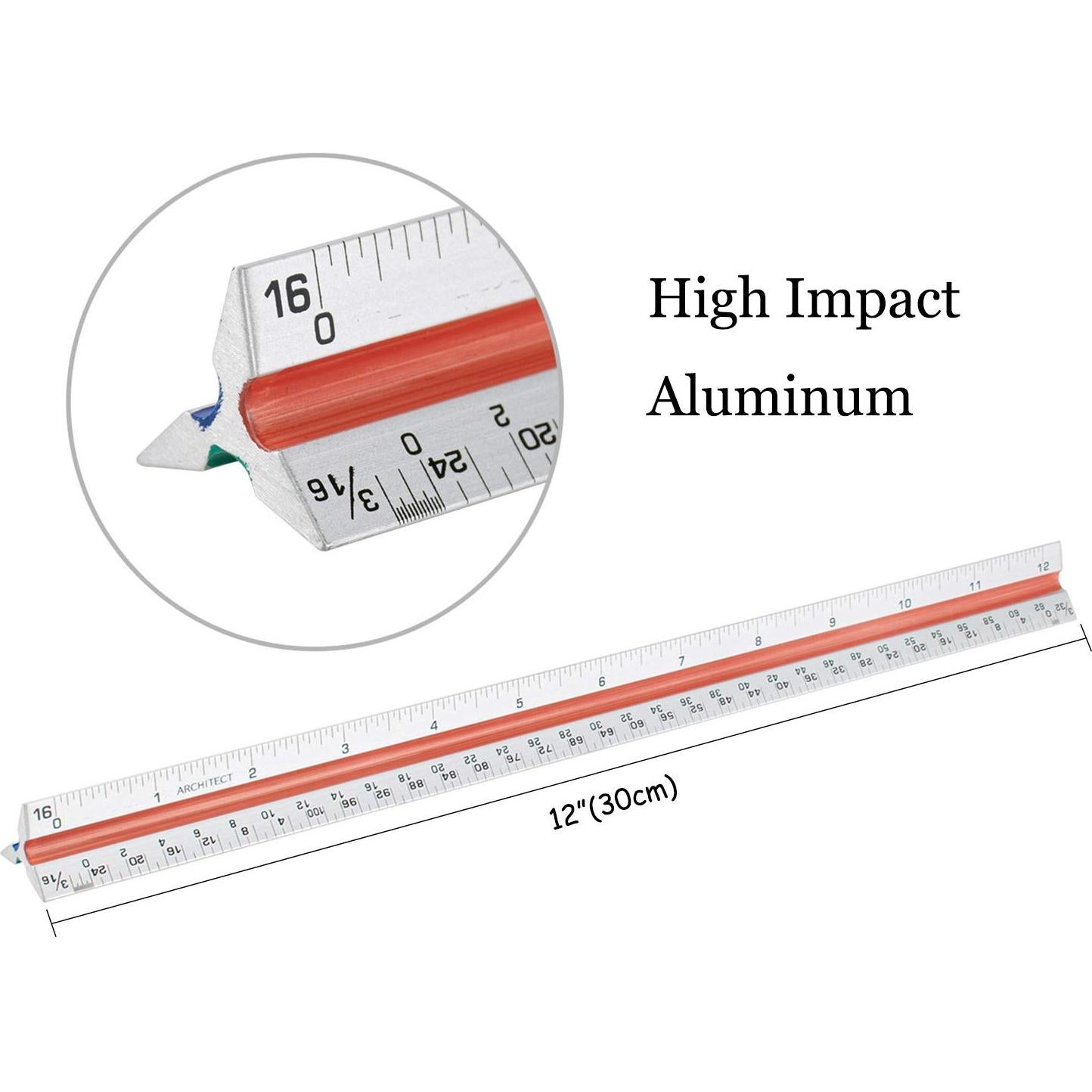 Paquete de 3 Reglas Triangulares Nicunom de Aluminio 30.48 cm