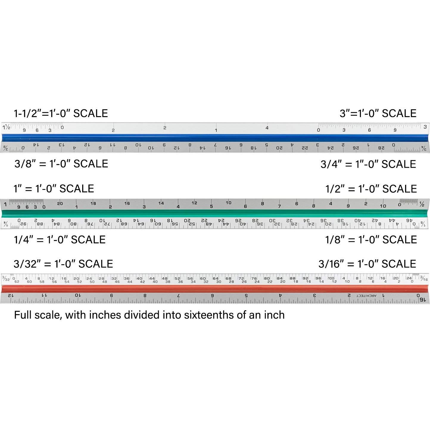 Paquete de 3 Reglas Triangulares Nicunom de Aluminio 30.48 cm