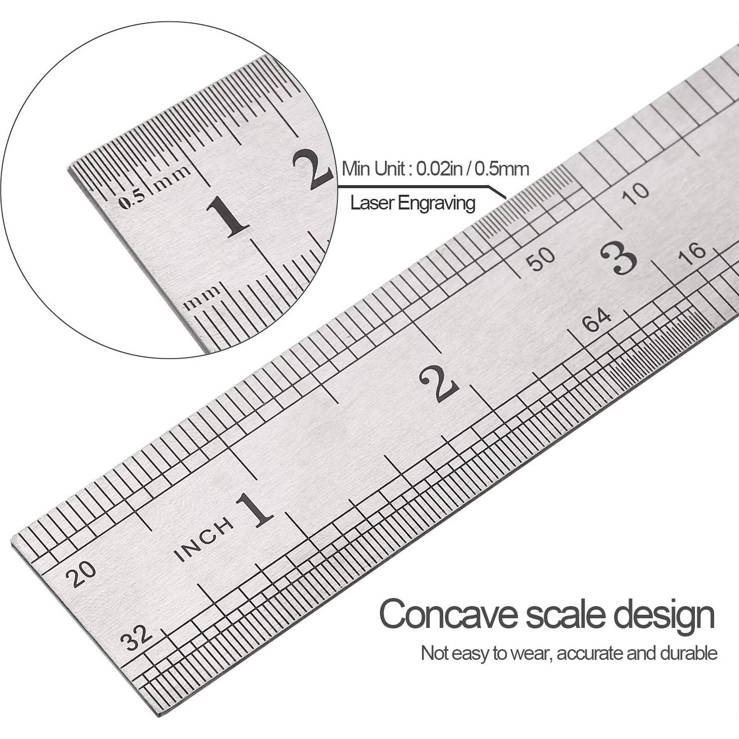 Juego de Reglas de Acero Inoxidable Elisel - 3 Piezas 30/20/15 cm