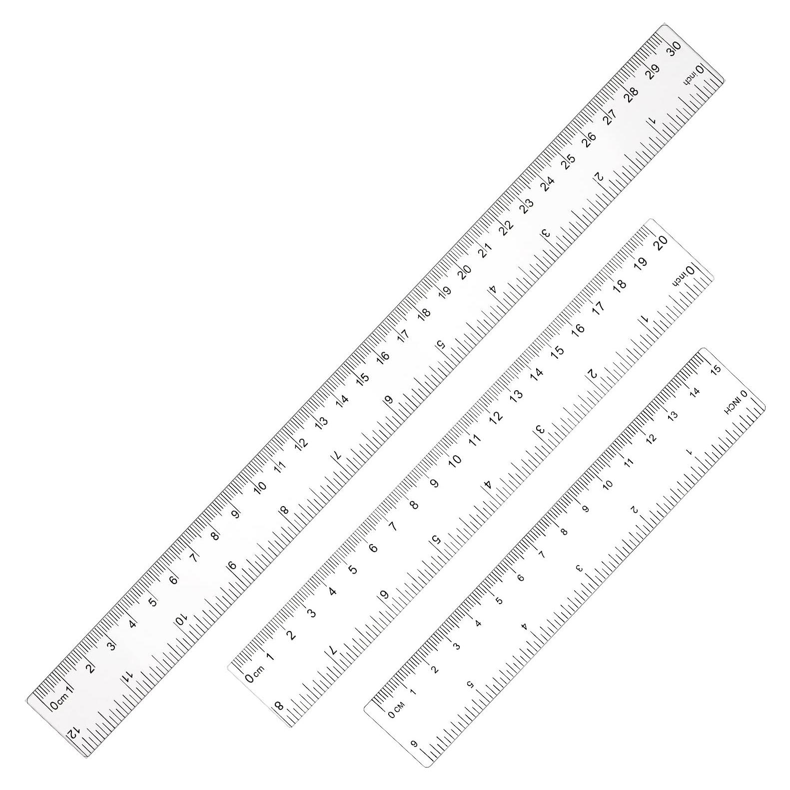Juego de 3 Reglas Transparentes 15cm 20cm 30cm Apausvcm