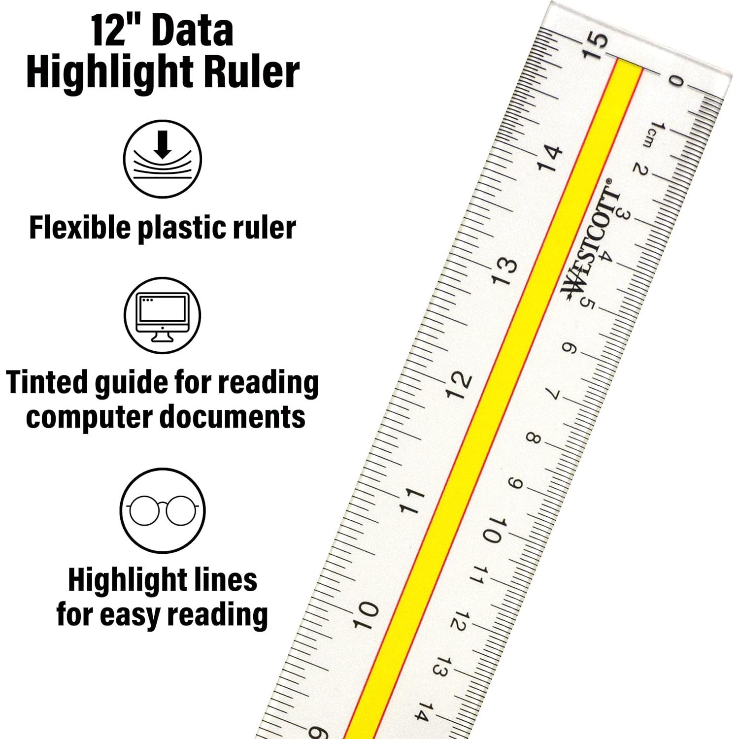 Regla de lectura acrílica Westcott 38 cm con guía tintada - Paquete de 2