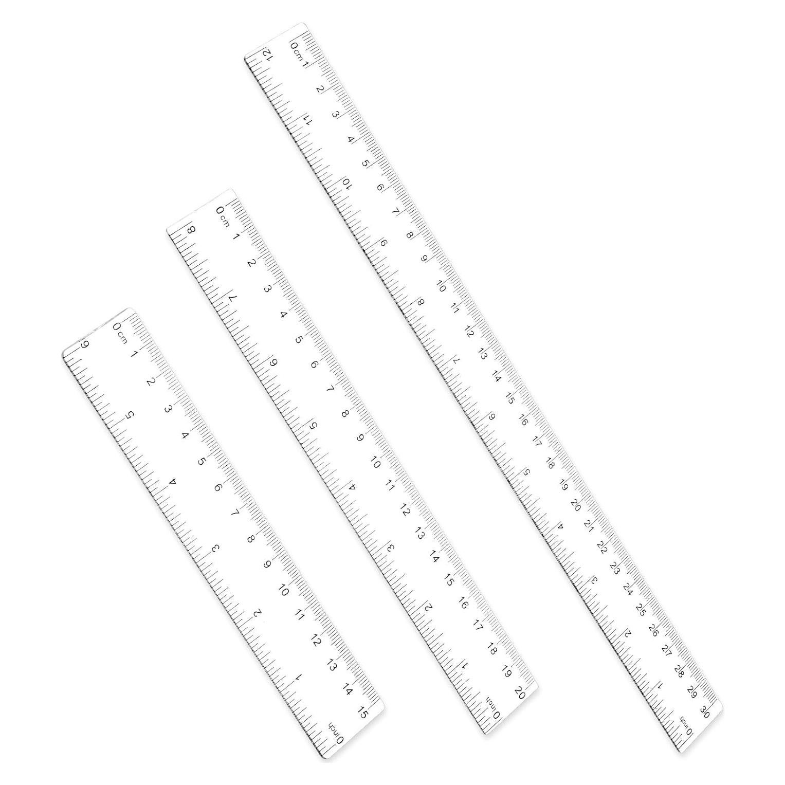 Juego de 3 Reglas Transparentes de Plástico 15cm 20cm 30cm