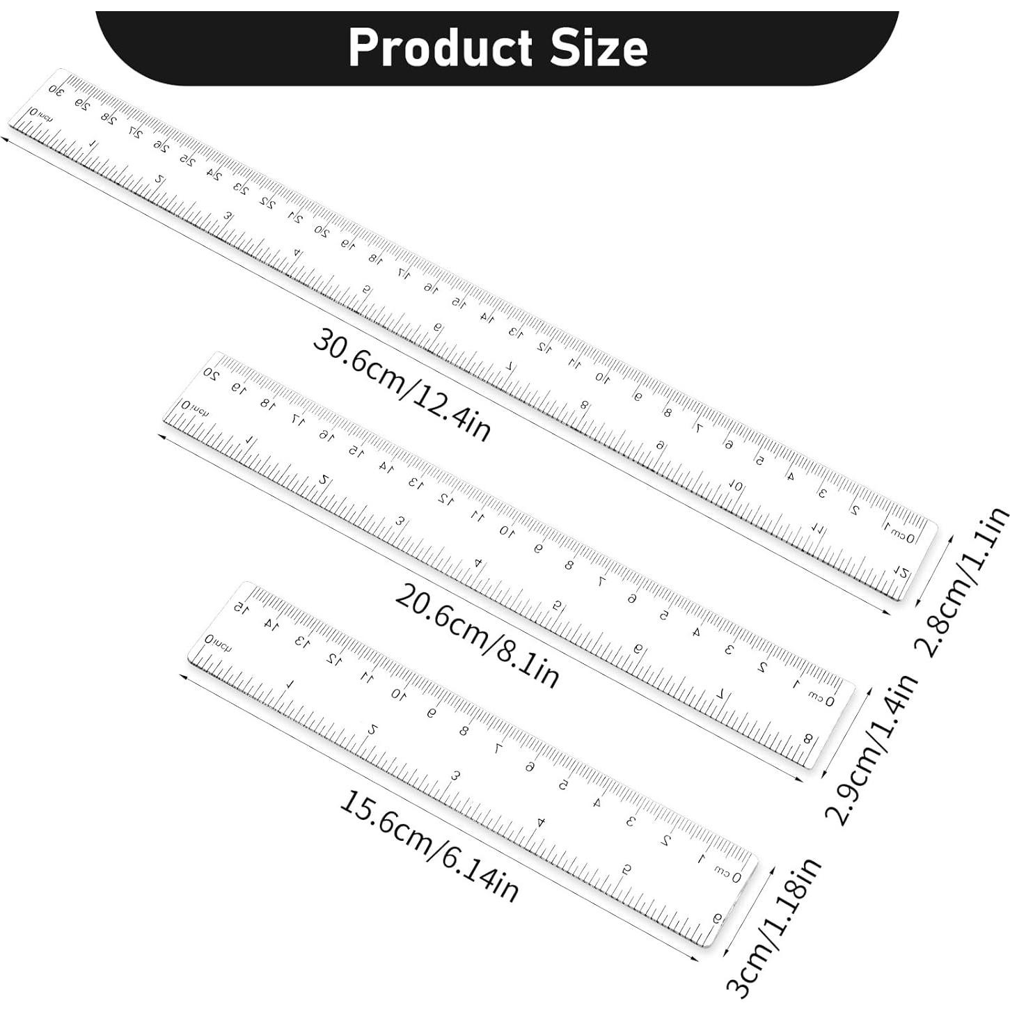 Juego de 3 Reglas Transparentes de Plástico 15cm 20cm 30cm