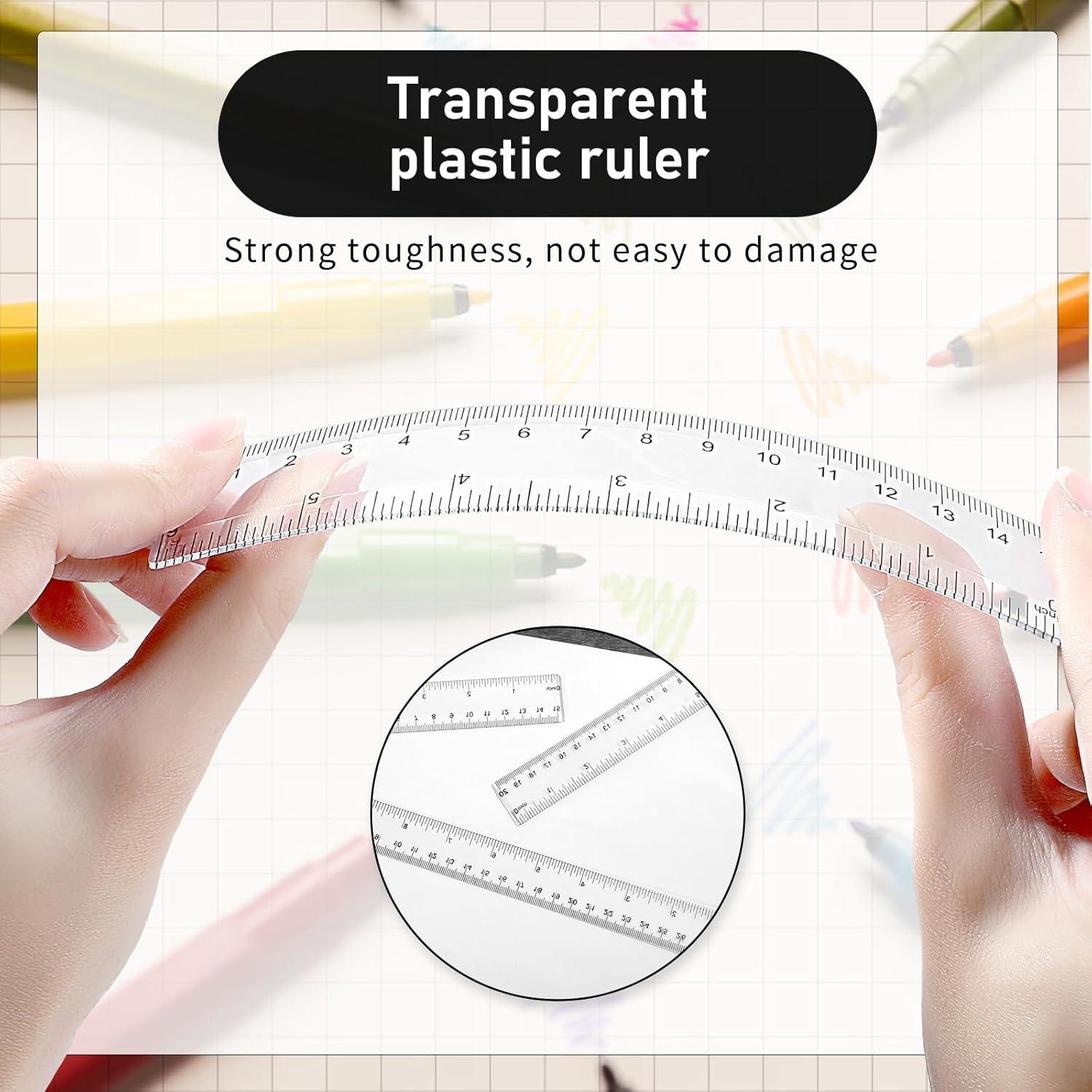 Juego de 3 Reglas Transparentes de Plástico 15cm 20cm 30cm