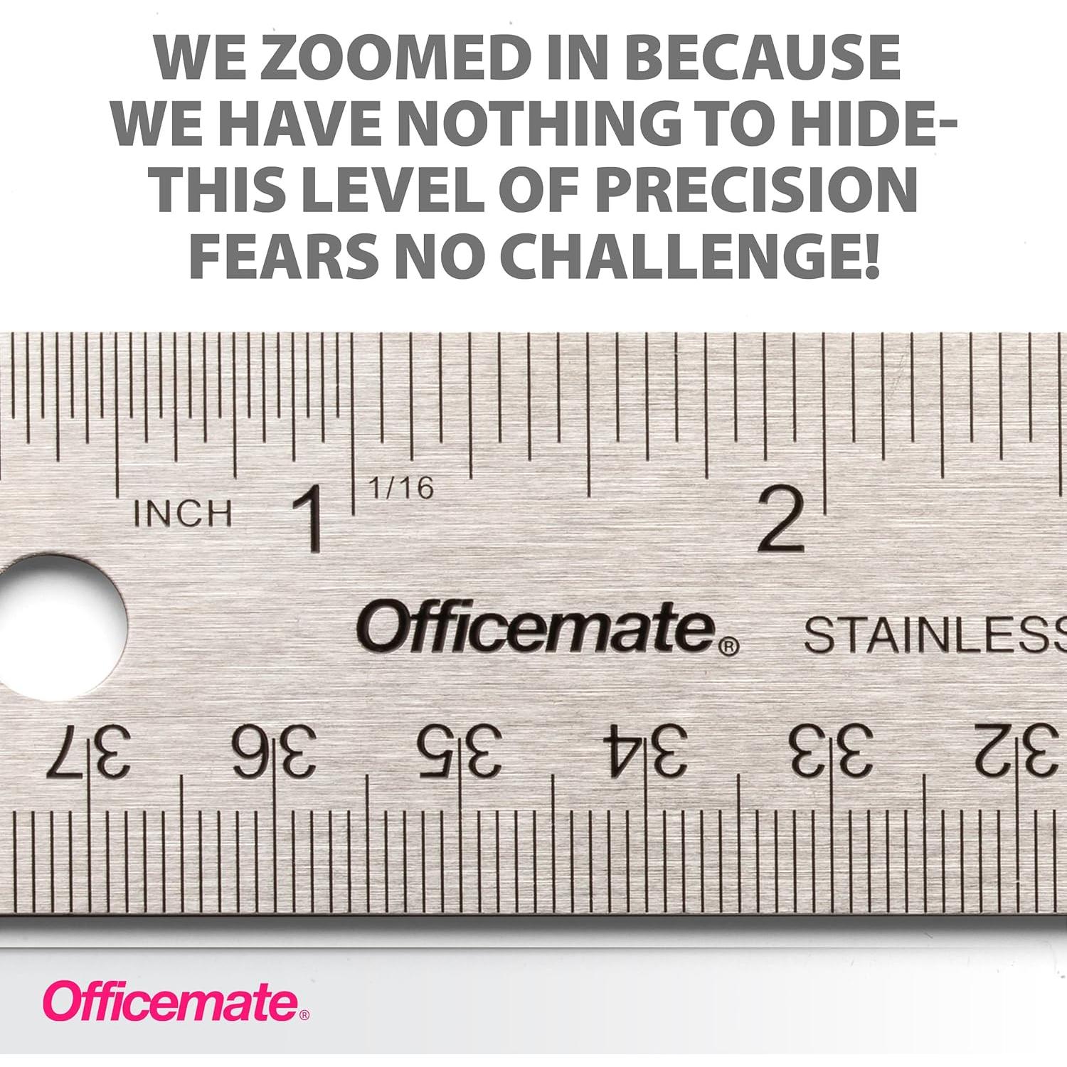 Regla de Acero Inoxidable Officemate 38 cm Plata Clásica