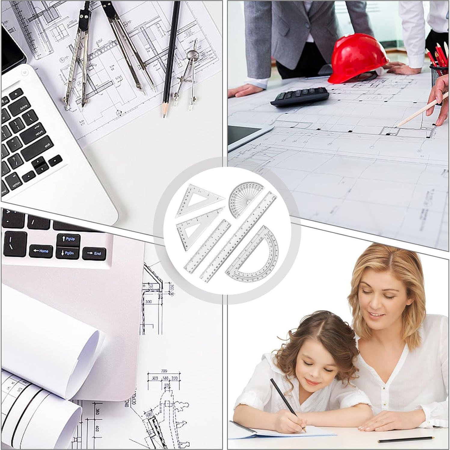 Juego de Reglas Plásticas Transparentes ZWIN - 6 Piezas